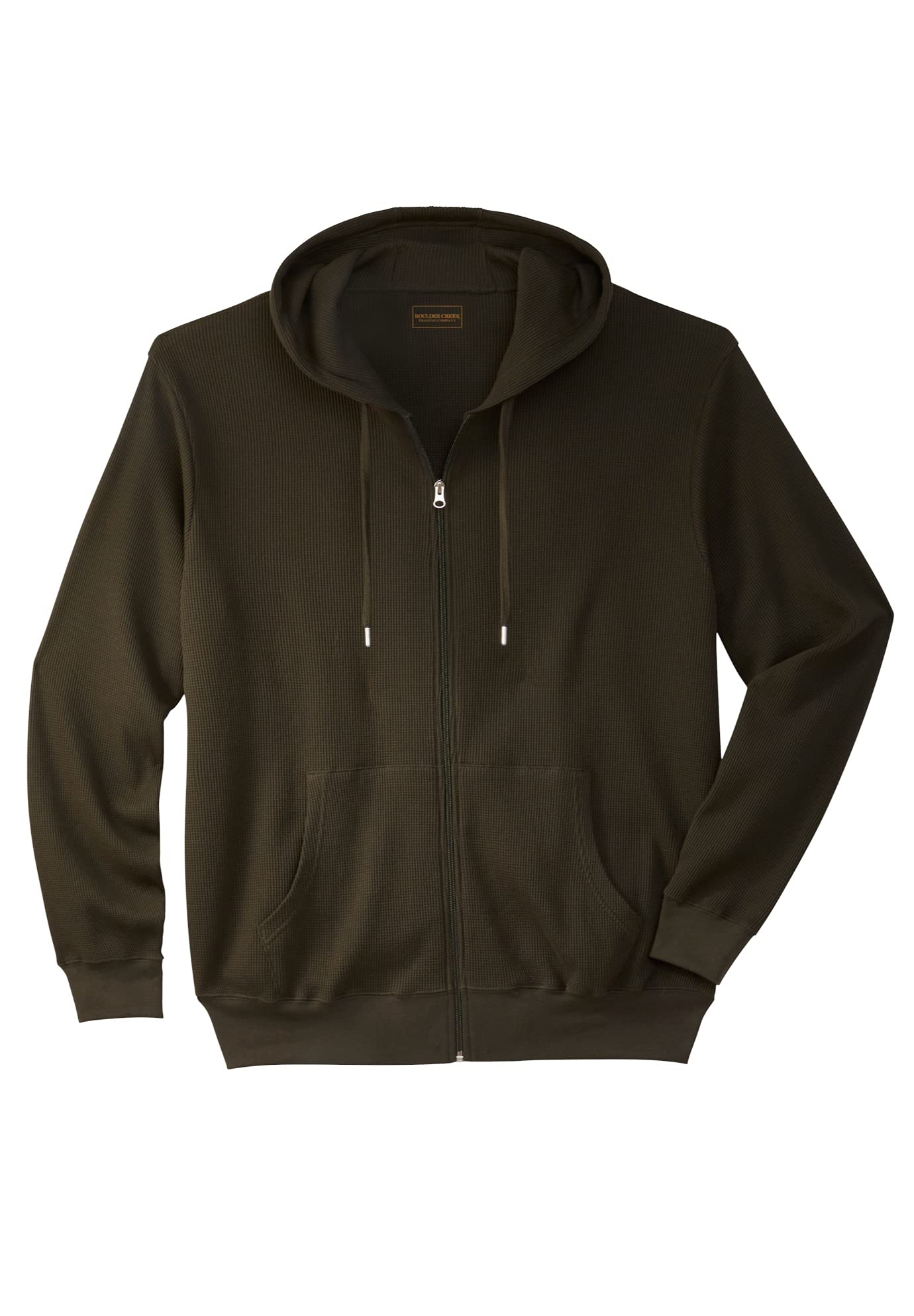Boulder Creek by KingSize Men's Big & Tall Thermal Waffle Zip Hoodie - Warm Fleece-Lined Winter Jacket for Outdoor Activities & Casual Wear