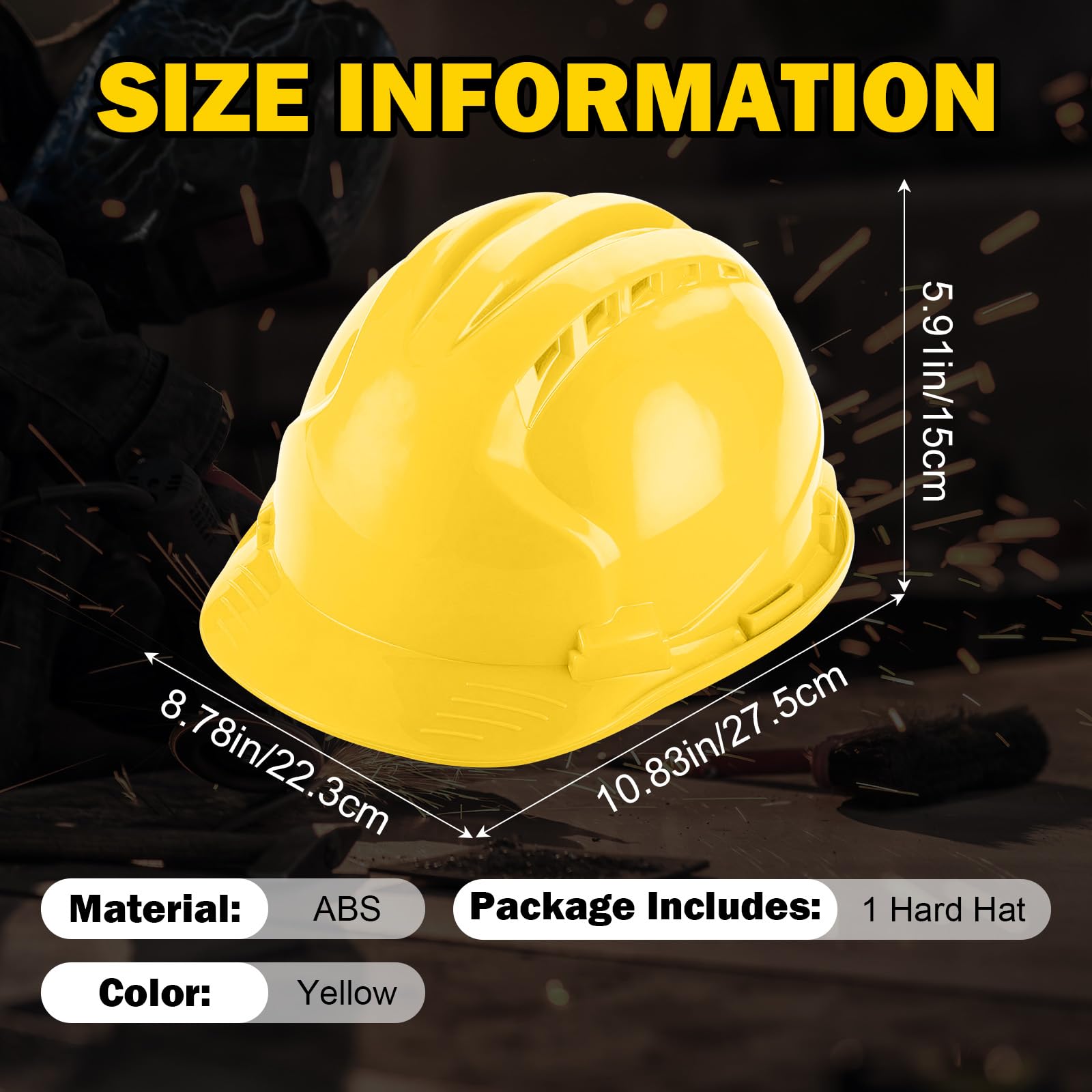 Hard Hat Construction Helmet - ANSI Certified Safety Helmet for Men & Adults - Lightweight, Breathable & Durable for Outdoor Work, Climbing & Labor Protection - Ideal for Construction Workers, Roofers & Industrial Safety