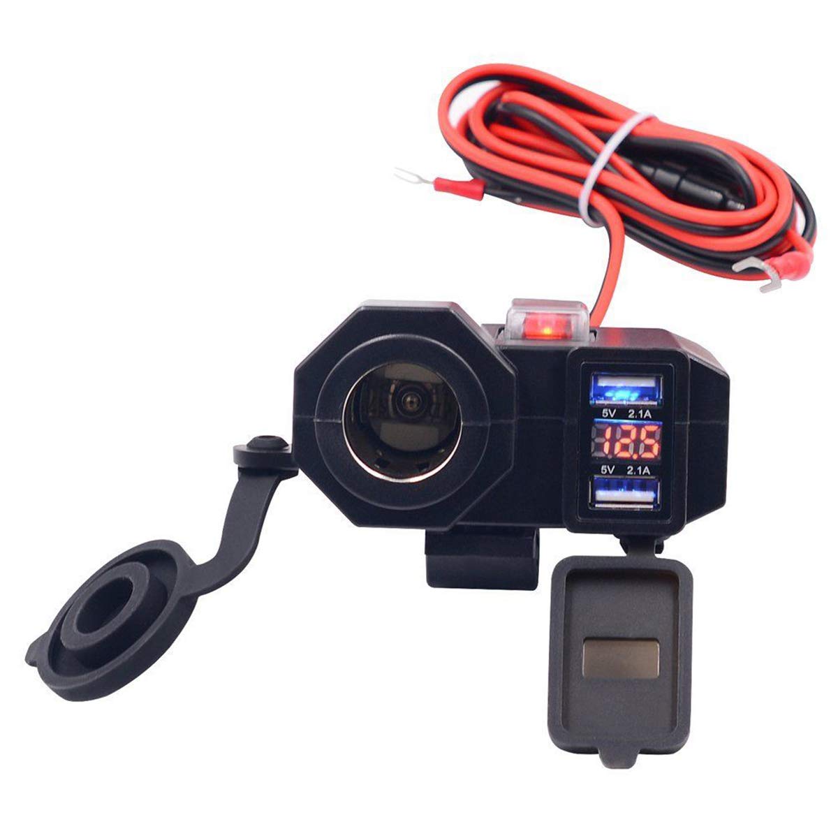 DaMohony 12V Dual USB Port Motorcycle Charger - Waterproof & Fast Charging Power Outlet Socket for Harley, Honda, Yamaha - Perfect for Road Trips & Adventure Riding