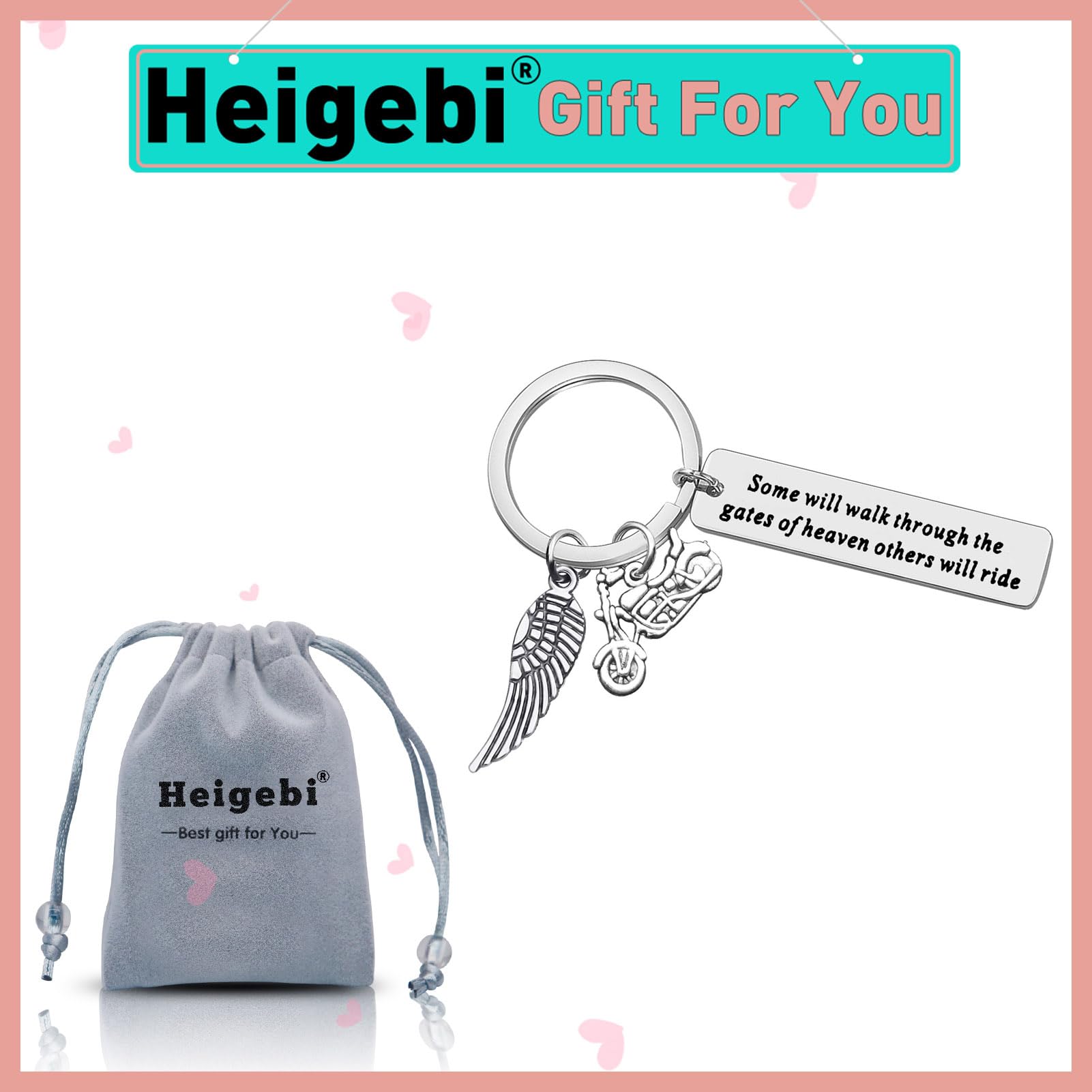 Motorcycle Memorial Keychain Gift for Dad, Brother, Husband - Sympathy Jewelry for Riders