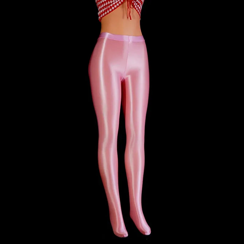 Sexy Women's Transparent Fitness Tights - Shiny Sports Gym Leggings, Satin Glossy Stockings for Dance, Workout & Club Party | High Waisted Yoga Pants for Women | Perfect for Gym, Nightclub & Dance Classes