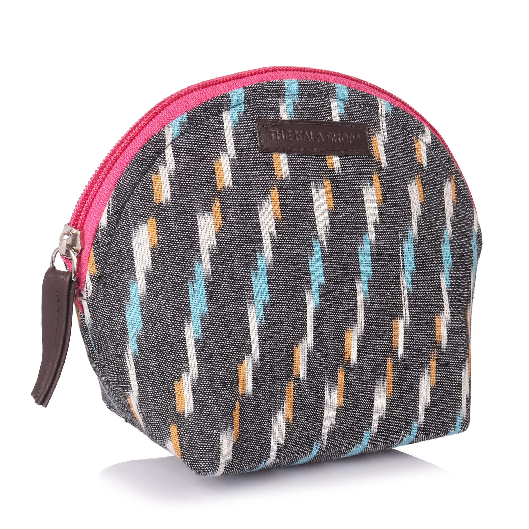 Vibrant Multi-Color Grey Ikat Makeup Bag - Waterproof Cosmetic Organizer for Travel, Gym & Daily Essentials Storage