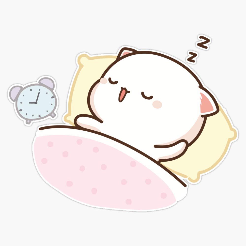 Peach and Goma Mochi Cat Sleeping Vinyl Sticker - Durable Outdoor Rated Decal for Windows, Bumpers, Laptops, Crafts, and DIY Projects - Perfect for Home, Office, and Personal Accessories