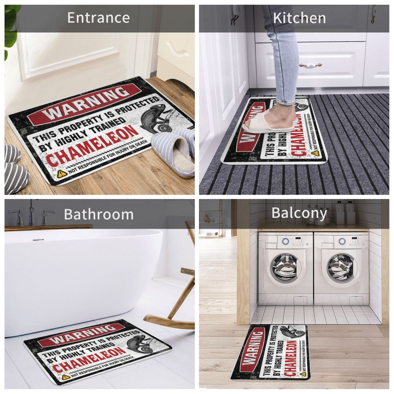 Highly Trained Chameleon Doormat - 65x90cm Funny Man Cave Decor, Farmhouse Bathroom Rug & Indoor Fall Accessories - Perfect for Entryway, Garage, or Home Office Protection