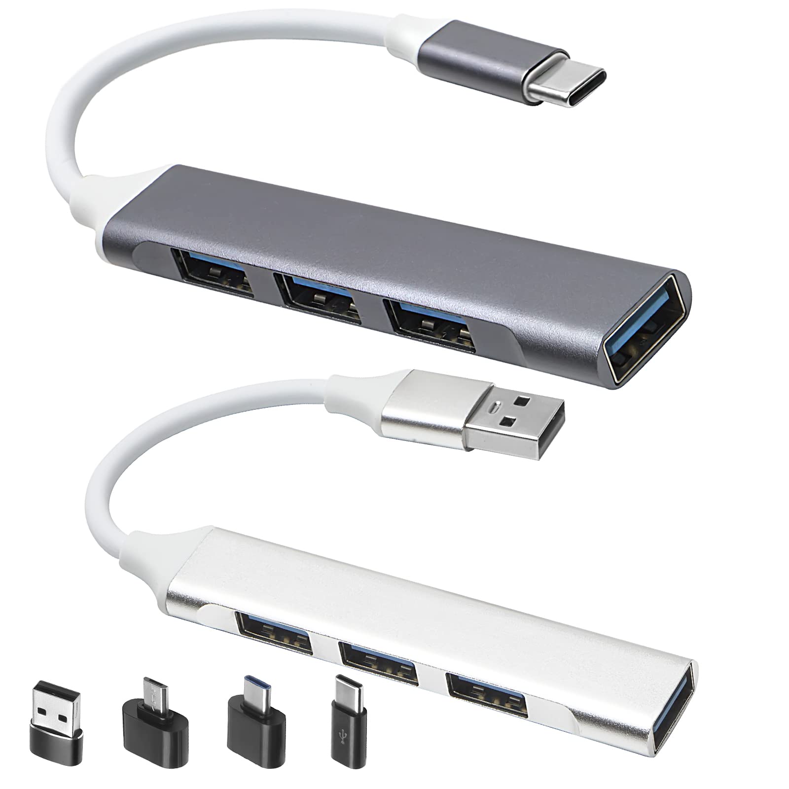 2-Pack USB C Hub 3.0 with 4-Port USB C to USB Adapter - Ultra-Slim USB C Splitter & Dock for MacBook Air, MacBook Pro, iMac, Windows Laptops - Perfect for Office Work, Home Use & Travel Connectivity