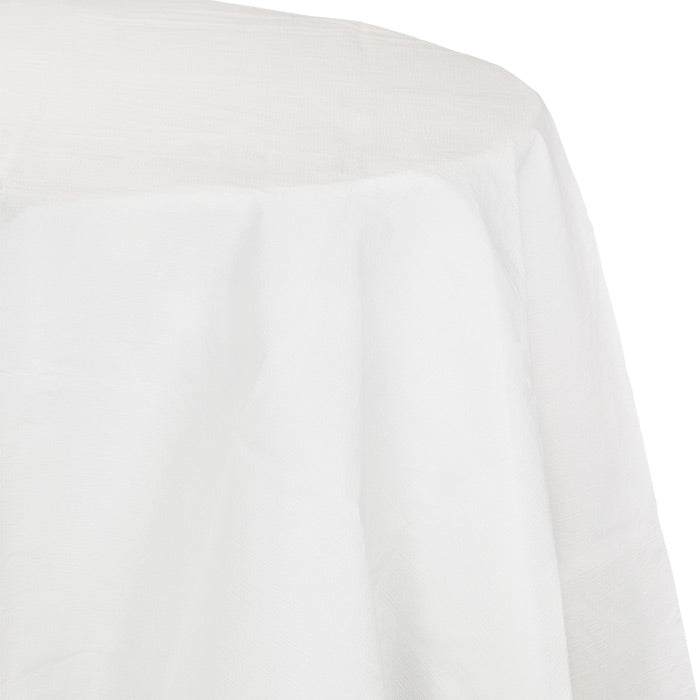 12-Pack Bulk White Round Paper Table Covers 82 Inch - Perfect for Parties, Weddings & Banquets