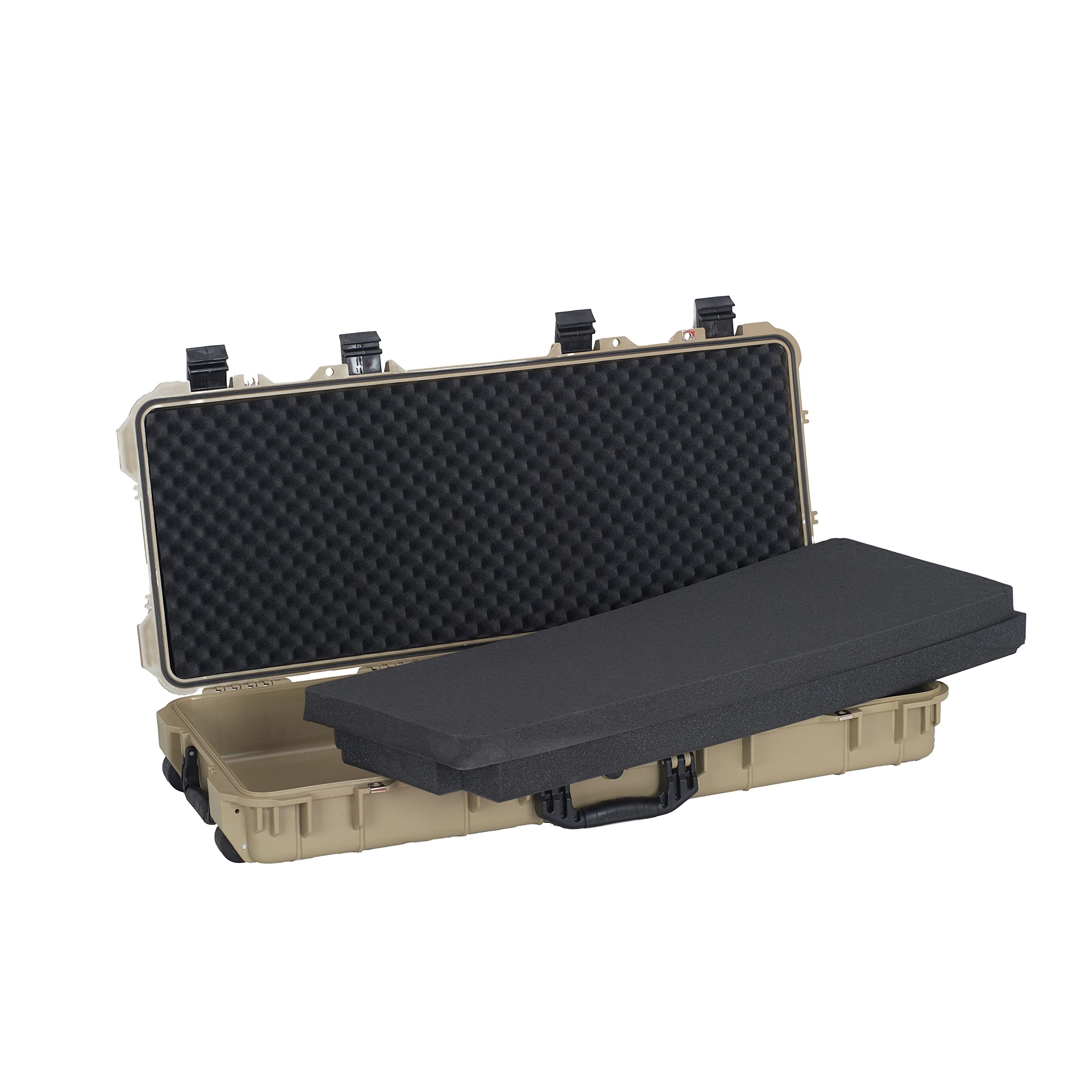 MEIJIA Waterproof Rolling Rifle Case with Wheels & Foam - for Guns, Shotguns, Airsoft - Outdoor Hunting & Range Use