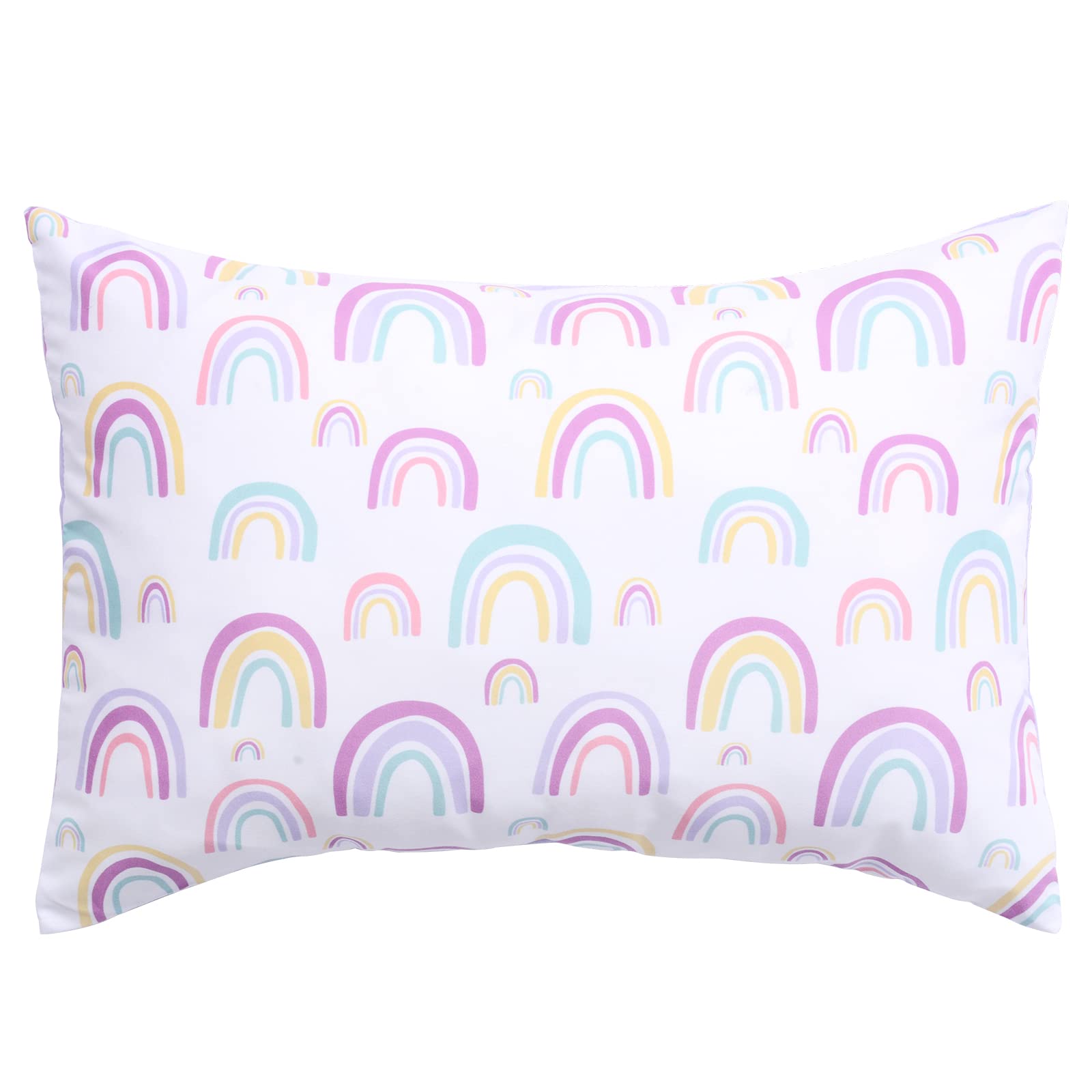 JISEN 4-Piece Baby Crib Bedding Set for Girls & Boys - Soft Nursery Bedding with Quilt, Fitted Sheet, Pillowcase & Crib Skirt - Rainbow Design for Safe & Comfortable Sleep