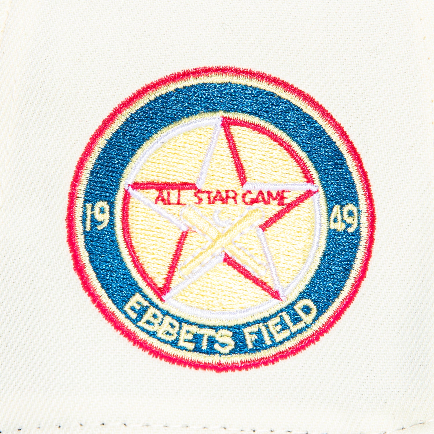 New Era 59Fifty Brooklyn Dodgers 1949 All Star Game Patch Script Hat - White, Indigo, Magenta | Vintage Baseball Cap for Men & Women | Game Day, Casual Wear, Sports Fan Gift