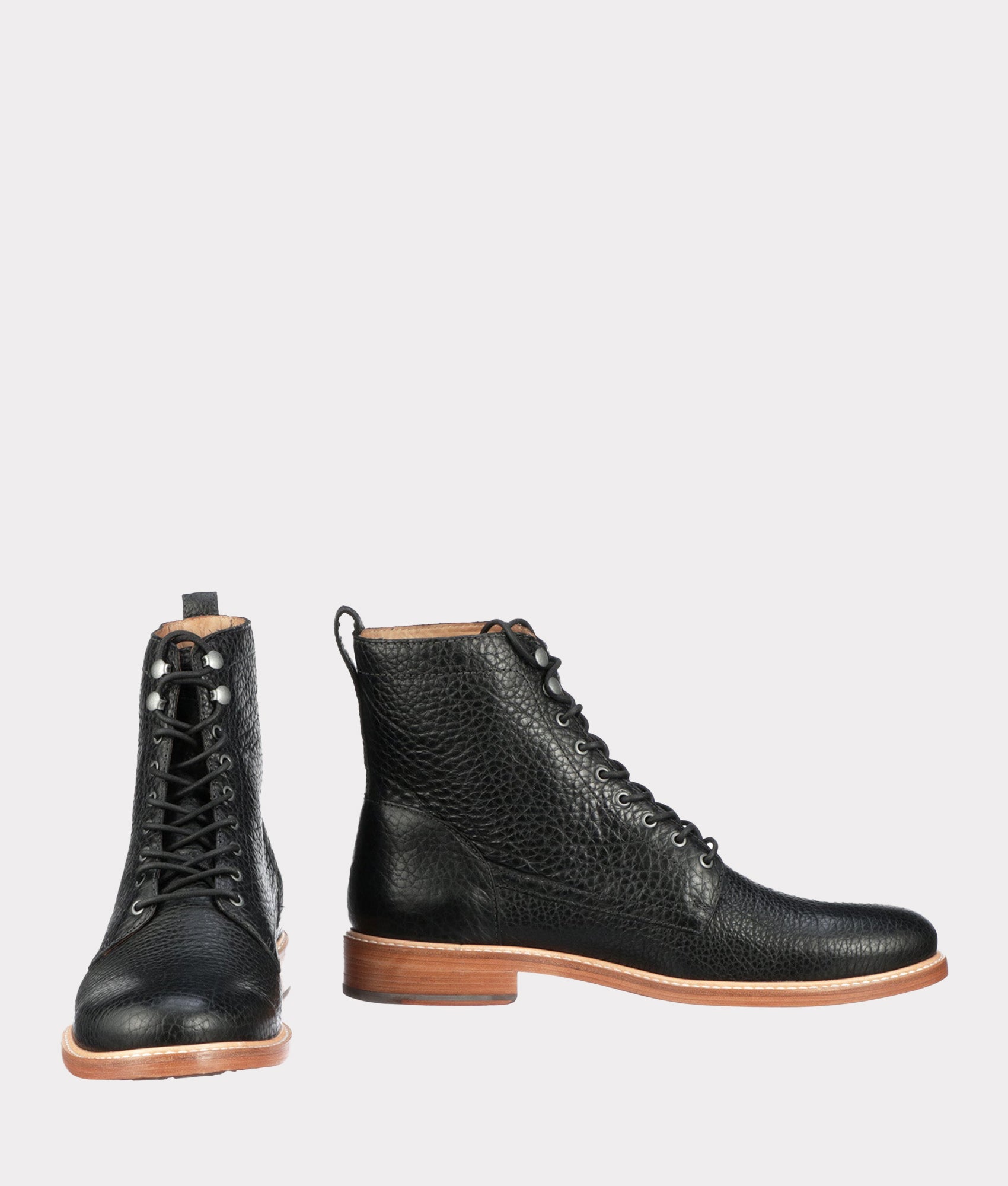 6 Lace Up Derby Boots for Men - Classic Black Leather Ankle Boots for Casual Wear & Outdoor Activities