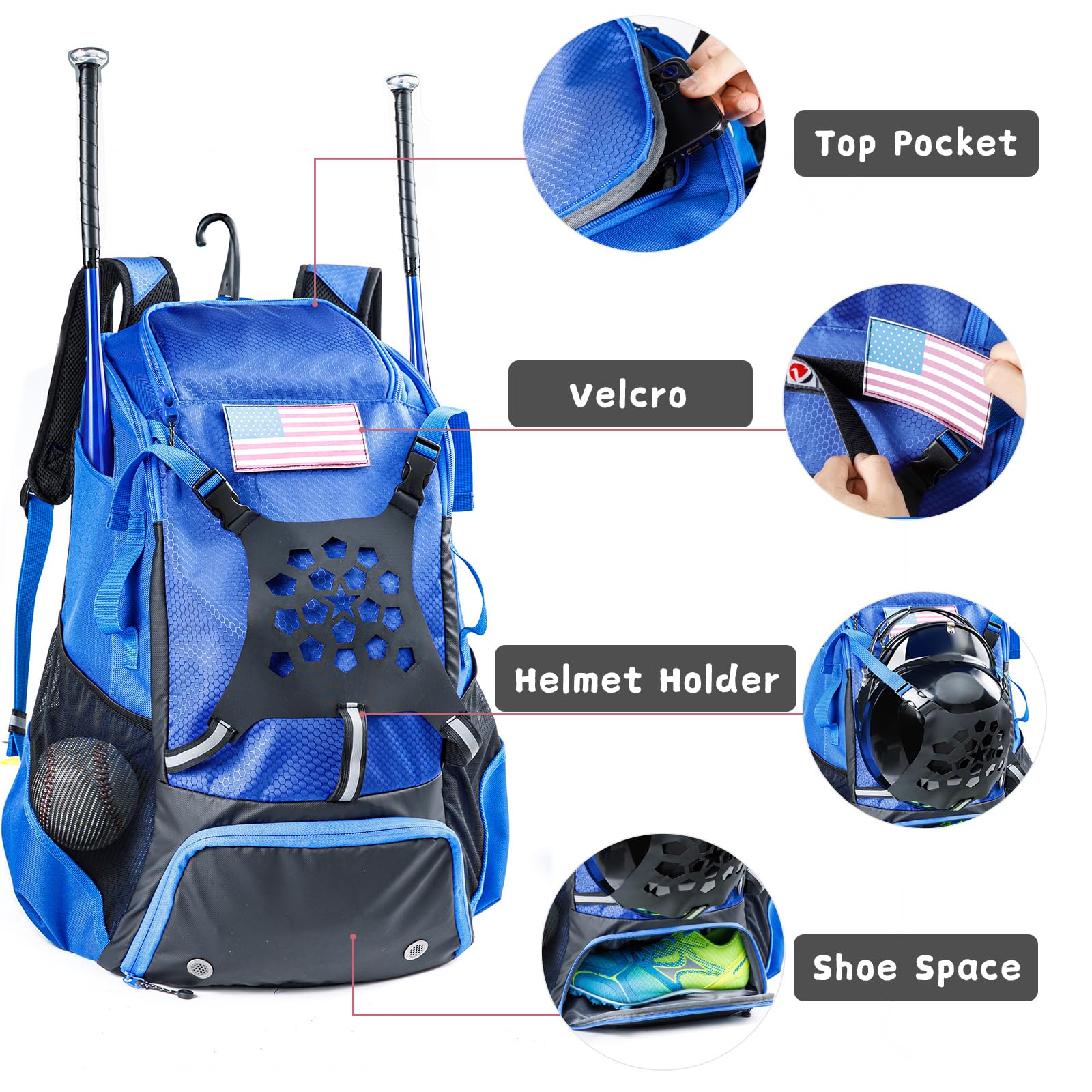 **Best Baseball Backpack for Youth, Boys & Adults - Durable Bat & Softball Equipment Bag with Glove Holder, Helmet & Shoe Compartment - Perfect for T-Ball, Training & Games - Ideal Baseball Gift for Players & Coaches**