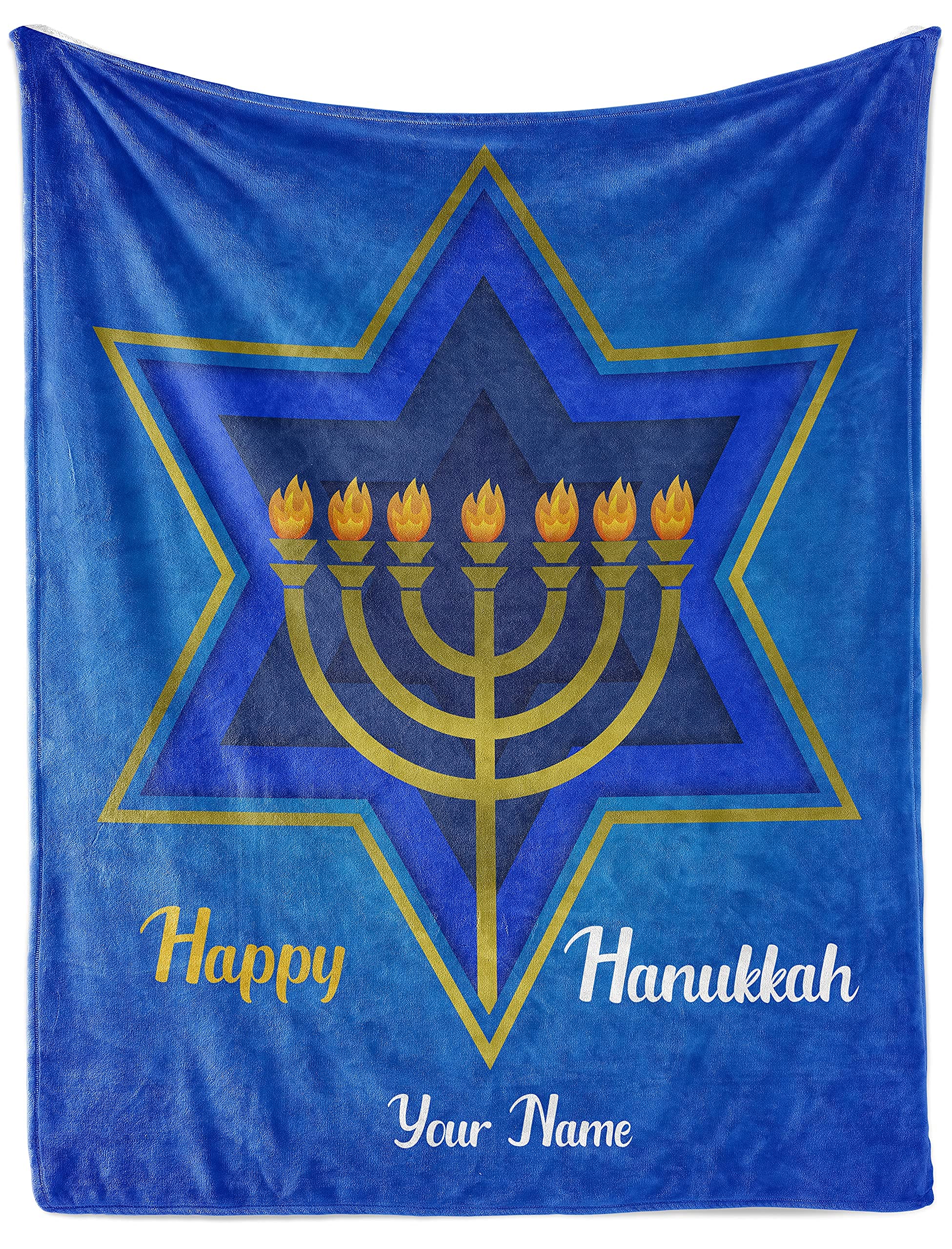 Personalized Hanukkah Fleece Blanket - Ultra Soft & Cozy 50x60 Inch Holiday Throw for Couch, Sofa, Bed - Perfect for Hanukkah Gifts, Winter Nights & Jewish Celebrations