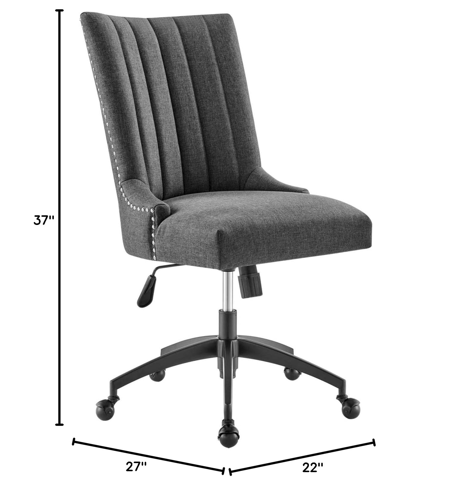 Modway Empower Ergonomic Office Chair with Channel Tufted Fabric - Black & Gray - Comfortable Desk Chair for Home Office, Gaming & Workspace