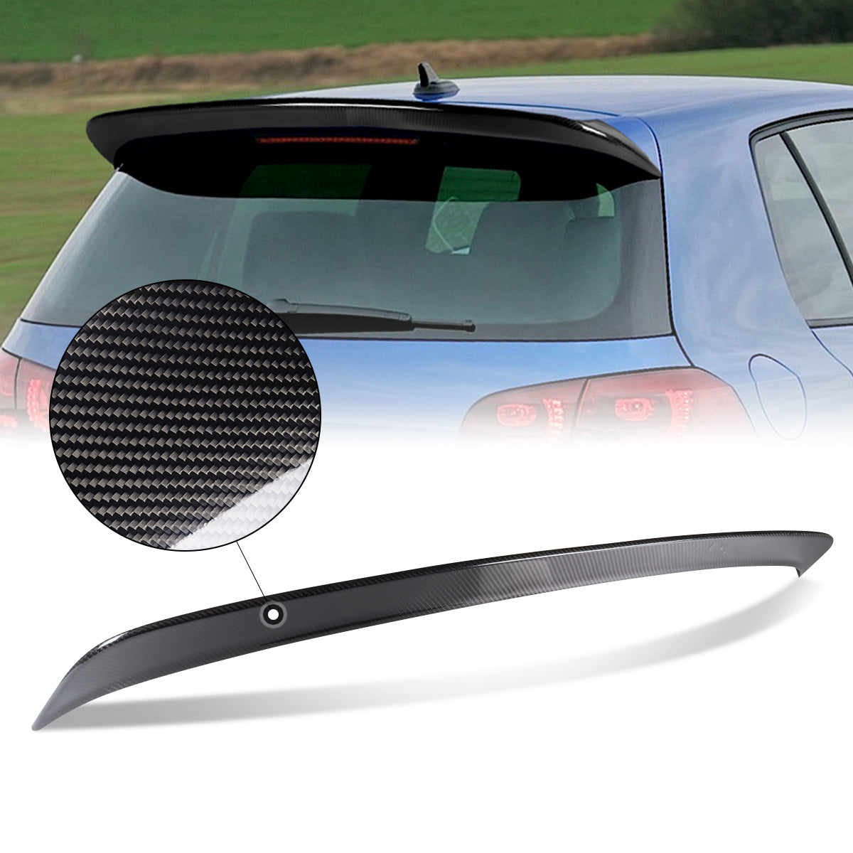 Volkswagen Golf Rear Window Roof Spoiler - Carbon Fiber Style for MK7 MK7.5 - Enhances Aerodynamics & Style for Sedan & Hatchback Models