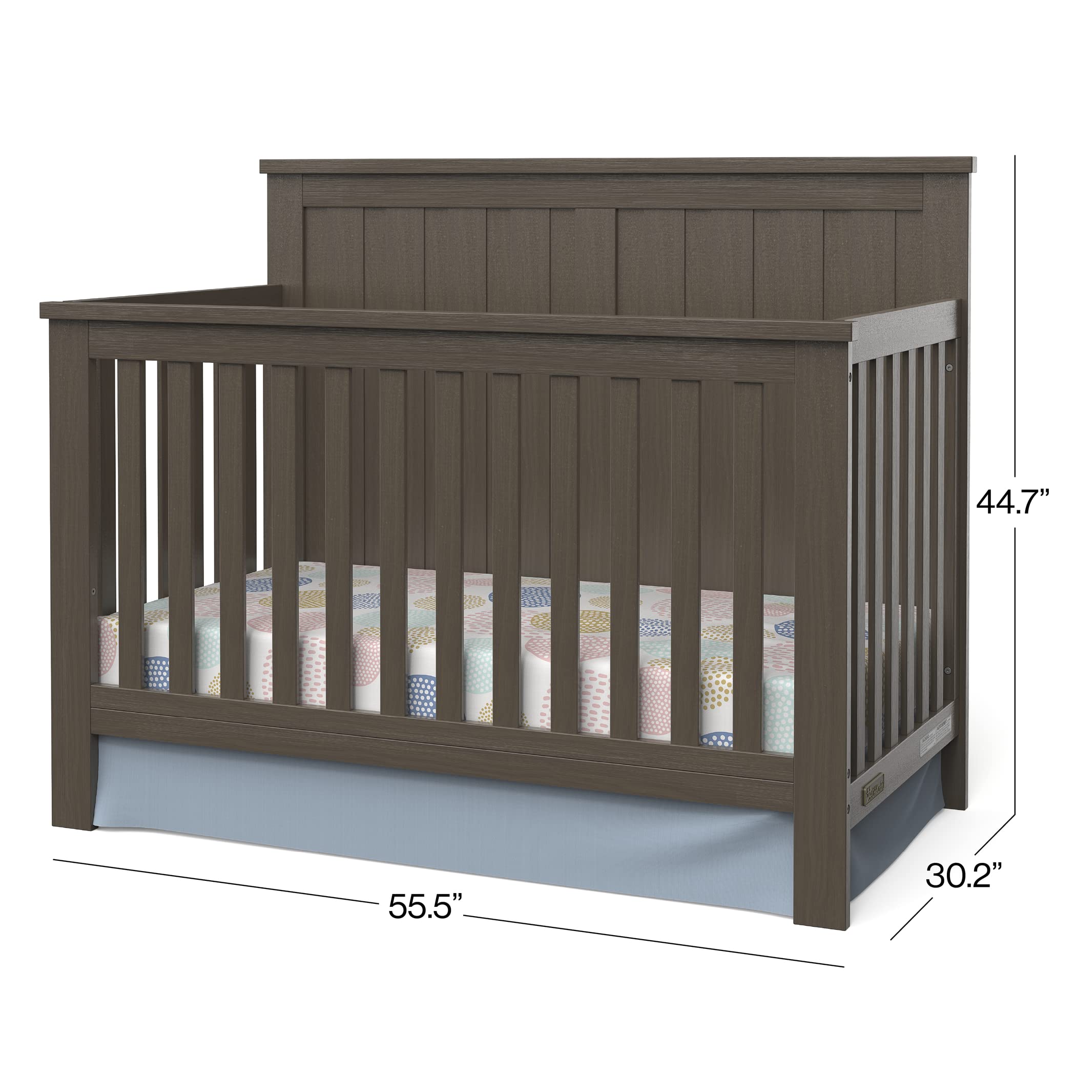 Child Craft Calder 4-in-1 Convertible Crib - Converts to Day Bed, Toddler Bed & Full Size Bed | 3 Adjustable Mattress Heights | Non-Toxic & Baby-Safe Finish (Brushed Truffle) | Perfect for Nursery, Bedroom & Growing Toddlers