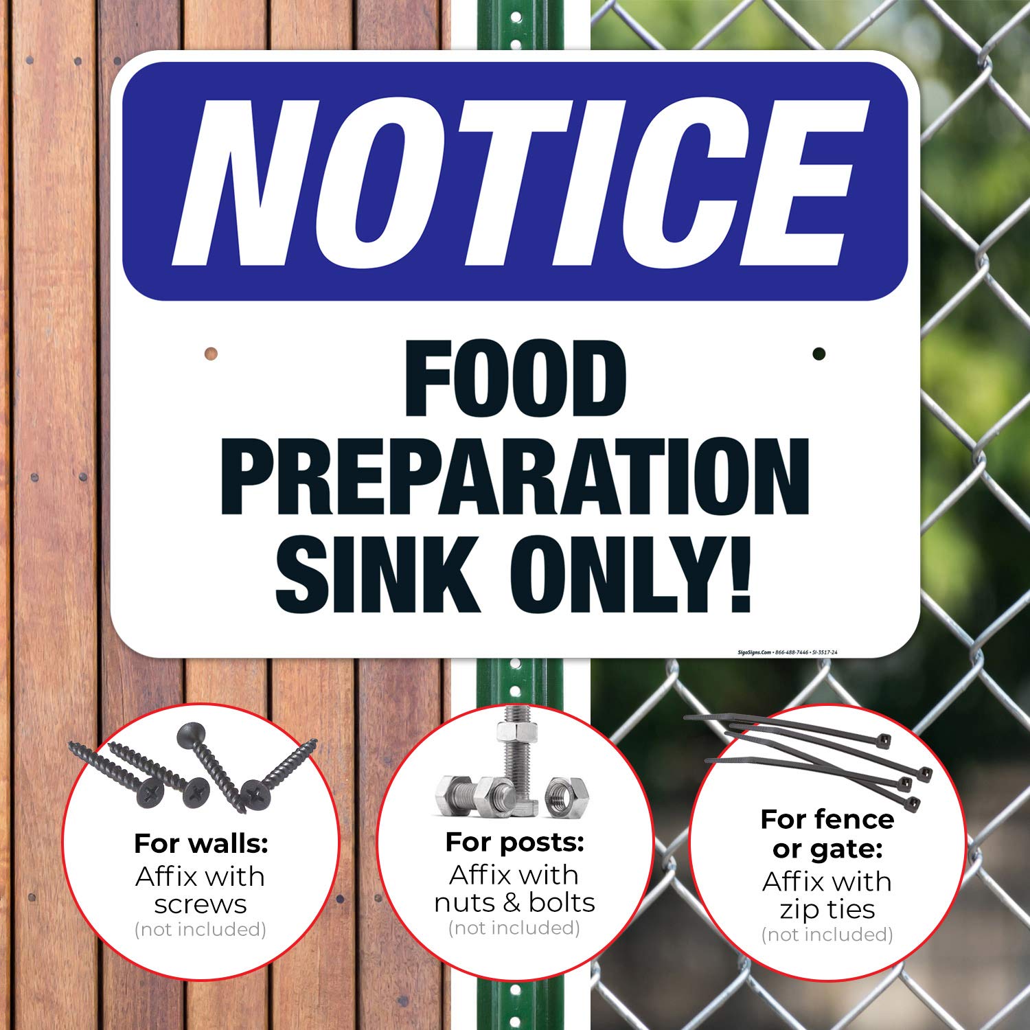 OSHA Compliant Food Preparation Sink Only Sign - 18x24 Inch Rust-Free Aluminum Notice Sign for Commercial Kitchens - Fade Resistant Indoor/Outdoor Safety Sign - Made in USA (Perfect for Restaurants, Cafeterias & Food Service Areas)