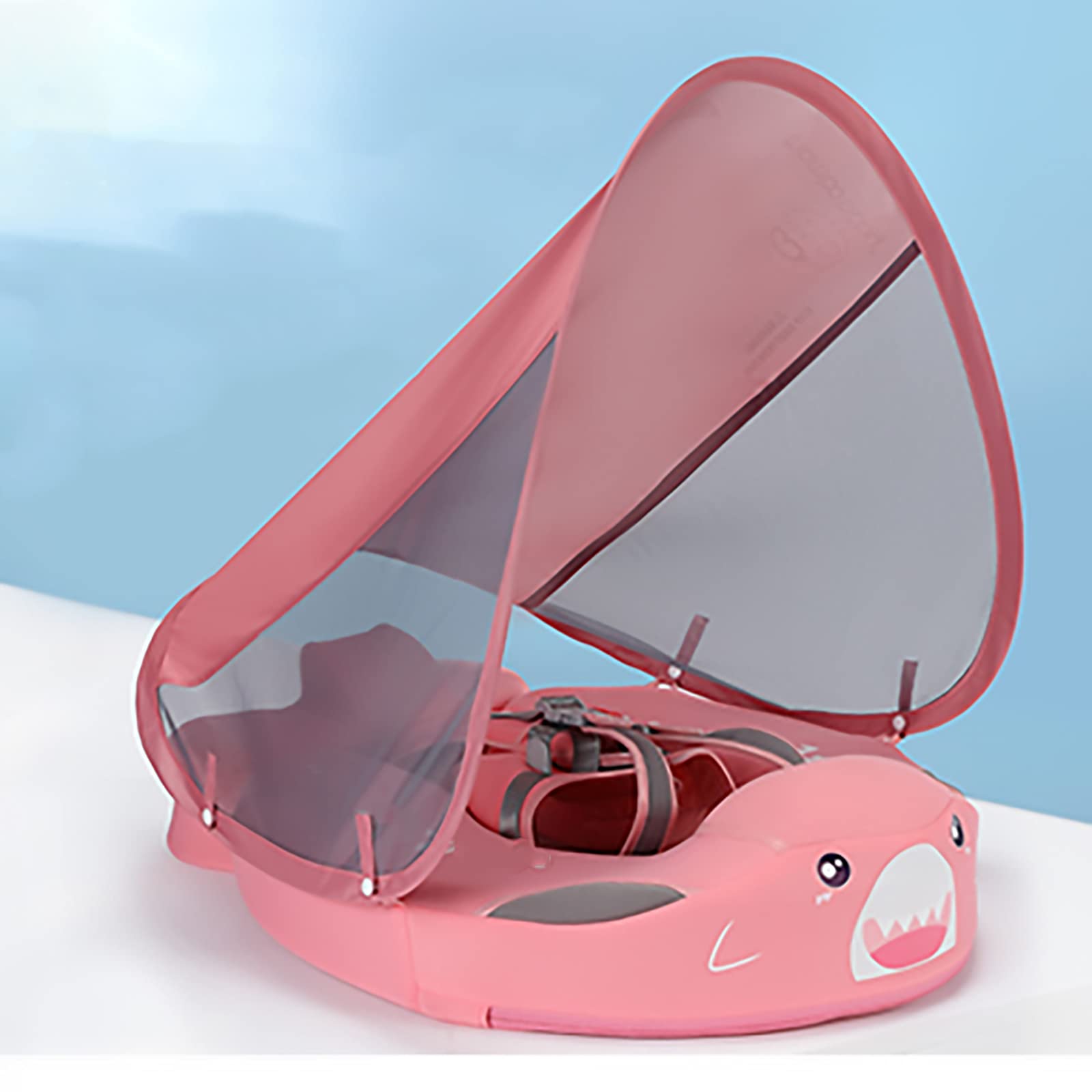**Non-Inflatable Baby Pool Float with Removable Canopy – Safe Anti-Tipover Swim Float for Toddlers 3-24 Months – Adjustable Buoyancy Aid for Pools, Lakes & Beach**
