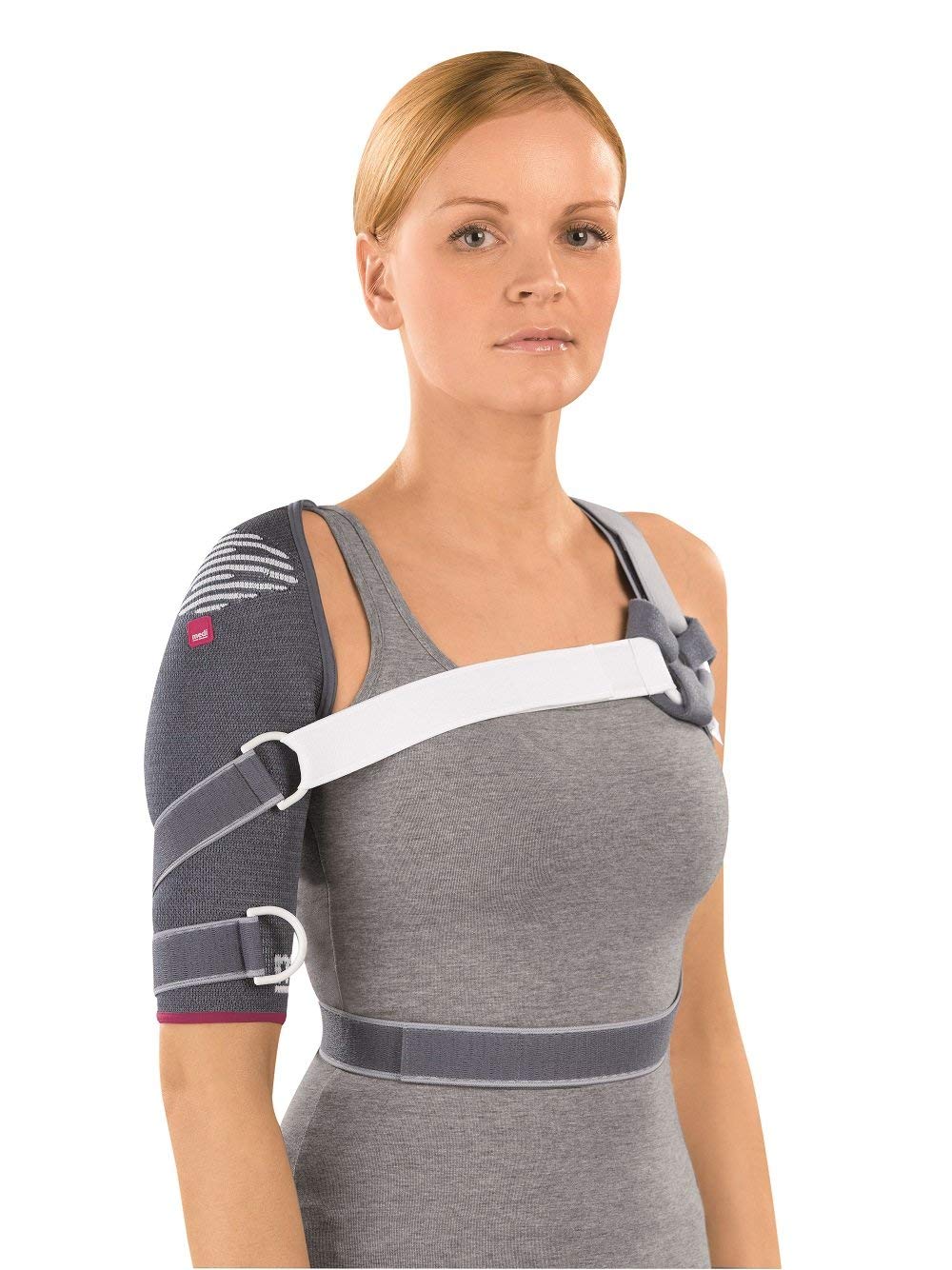 Omomed Knit Shoulder Support Brace - Left Side Silver Color - Size 4 for Women & Men - Posture Corrector for Shoulder Pain Relief - Ideal for Office Work, Sports & Daily Activities