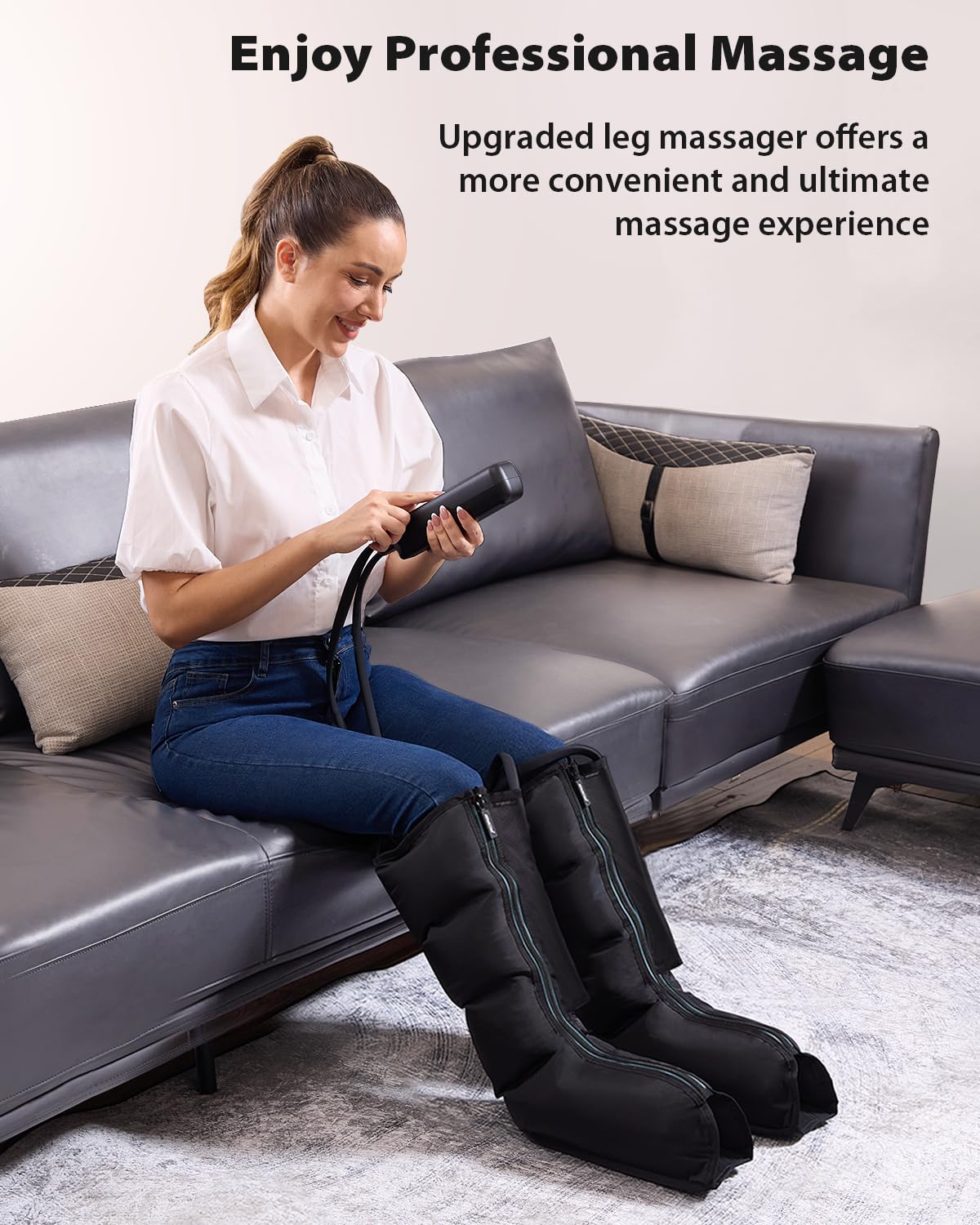 **CINCOM Air Compression Leg Massager for Circulation & Pain Relief – Foot & Calf Massager for Lymphedema, Edema, Restless Legs – Relaxing Gift for Women & Men – Perfect for Home, Office & Travel Use**