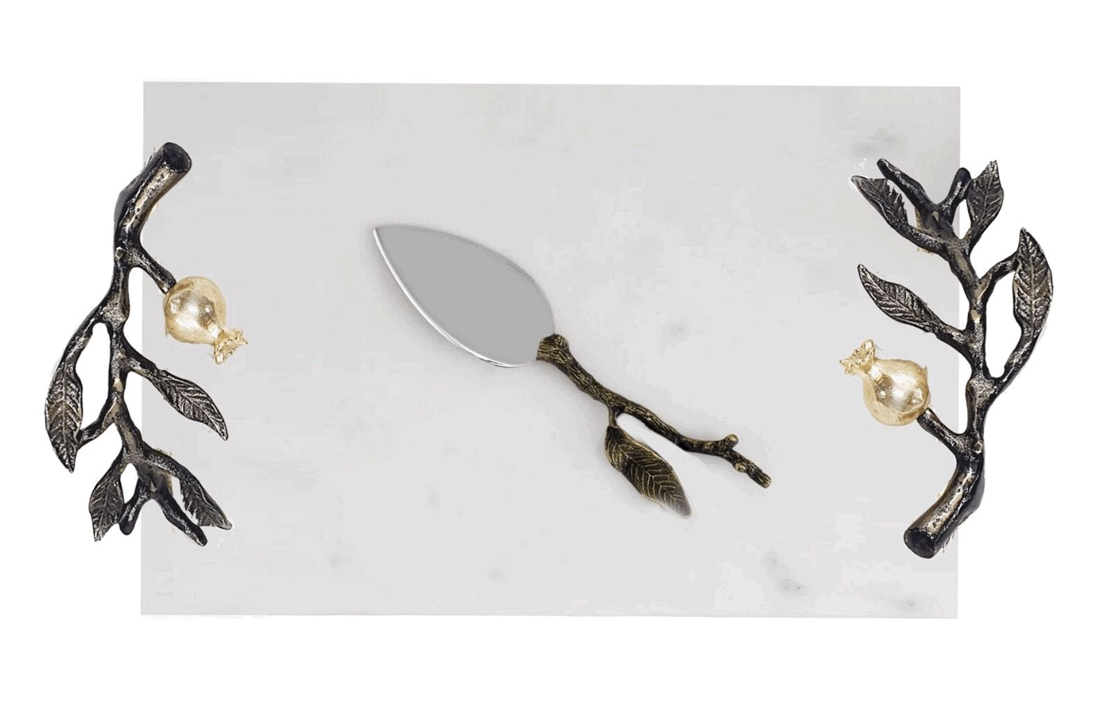 12x9 Marble Serving Tray with Pomegranate Design - Elegant Home Decor for Dining, Kitchen, or Gift Giving