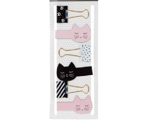 6-Piece Cat-Themed Binder Clips & Magnetic Bookmarks Set - Cute Office & School Supplies for Organizing Papers, Notebooks, and Fridge Notes