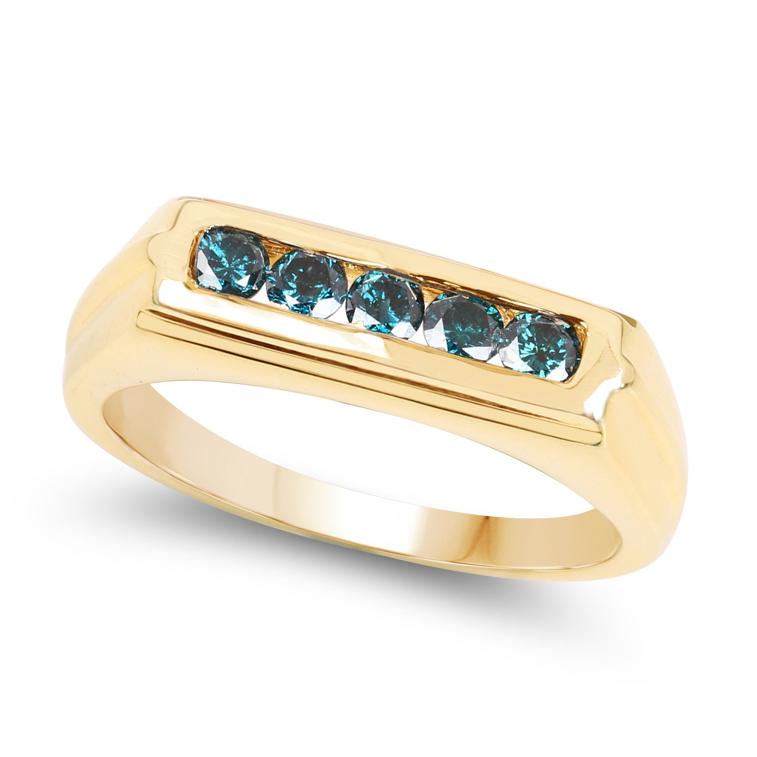 14K Yellow Gold Plated 0.40 Carat Genuine Black Diamond .925 Sterling Silver Ring for Women - Elegant Wedding, Engagement & Anniversary Jewelry Gift