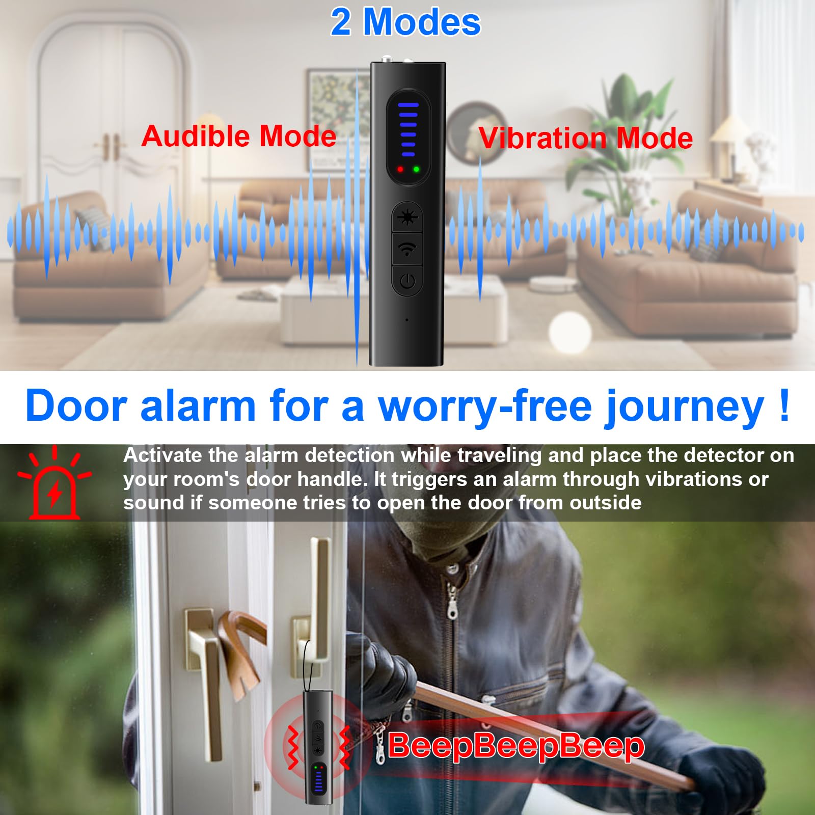 TANGMI Bed Bug Detector - Hidden Camera & GPS Tracker Finder with Magnetic Field Detection, Anti-Theft Alarm, Sound & Vibration Alert - Perfect for Travel, Hotel Rooms & Home Security