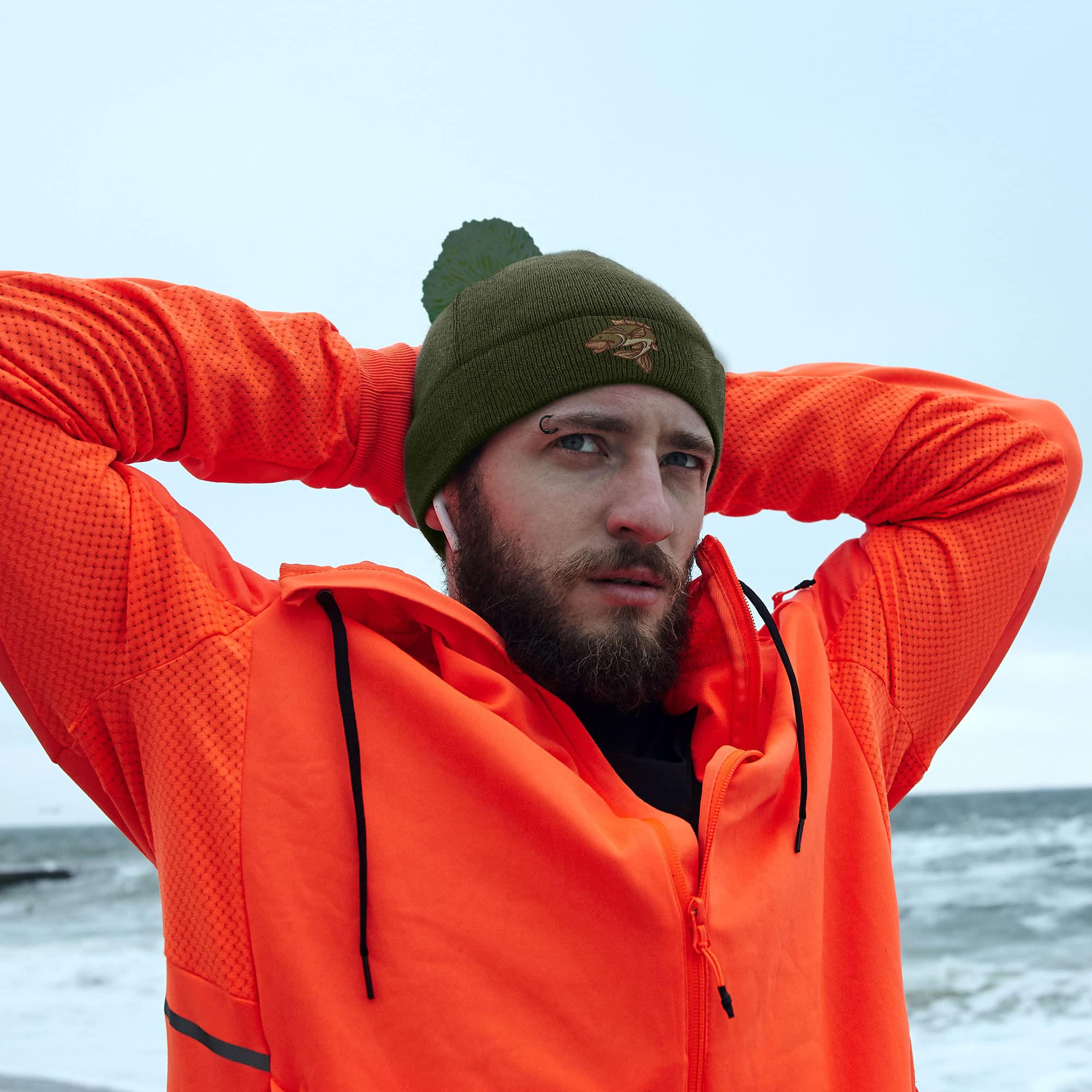 Bang Tidy Fishing Beanie Hat for Men - Warm Knit Cap with Embroidered Carp Design - Perfect Gift for Anglers & Outdoor Enthusiasts - Ideal for Fishing, Hunting & Winter Activities