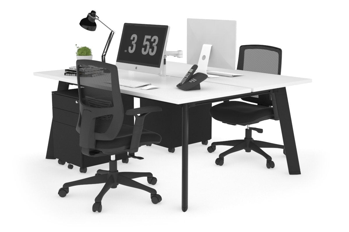 2-Person Workstation with Black Frame - 1200L x 700W Office Desk for Collaborative Workspaces | Perfect for Home Office, Coworking Spaces & Team Projects