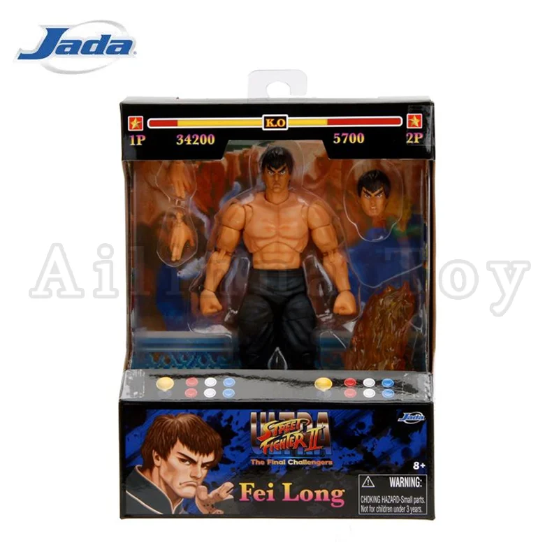 Jada Toys 1/12 Scale 6-Inch Ultra Street Fighter II Action Figure - Fei Long Collectible for Display & Gaming | Perfect for Fans, Collectors & Cosplay Enthusiasts