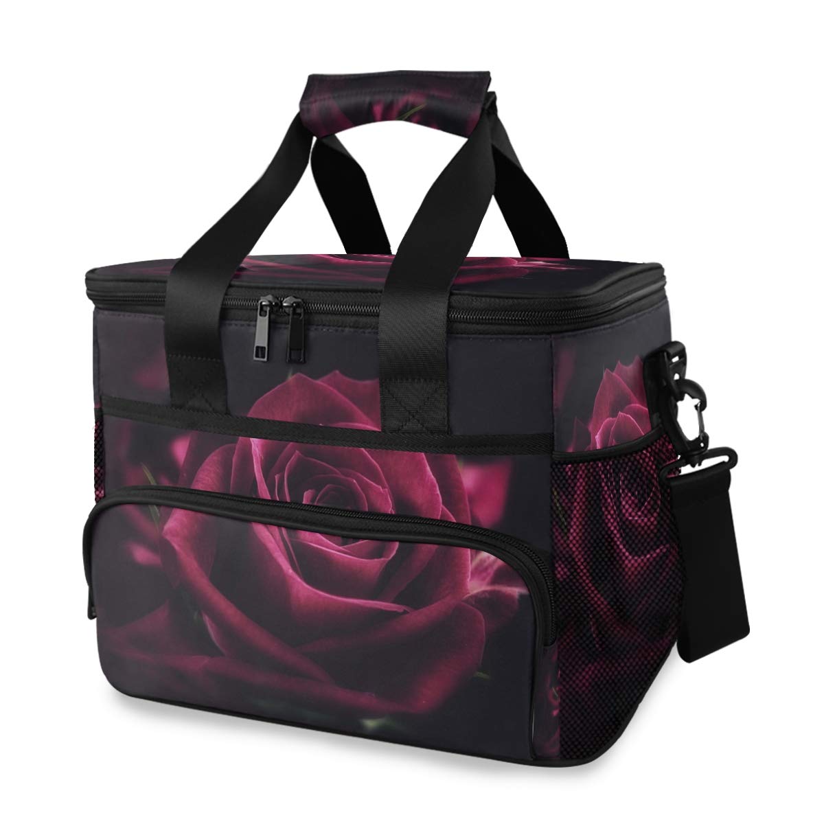 Leakproof Insulated Lunch Bag with Shoulder Strap for Work, School & Picnic - Romantic Rose