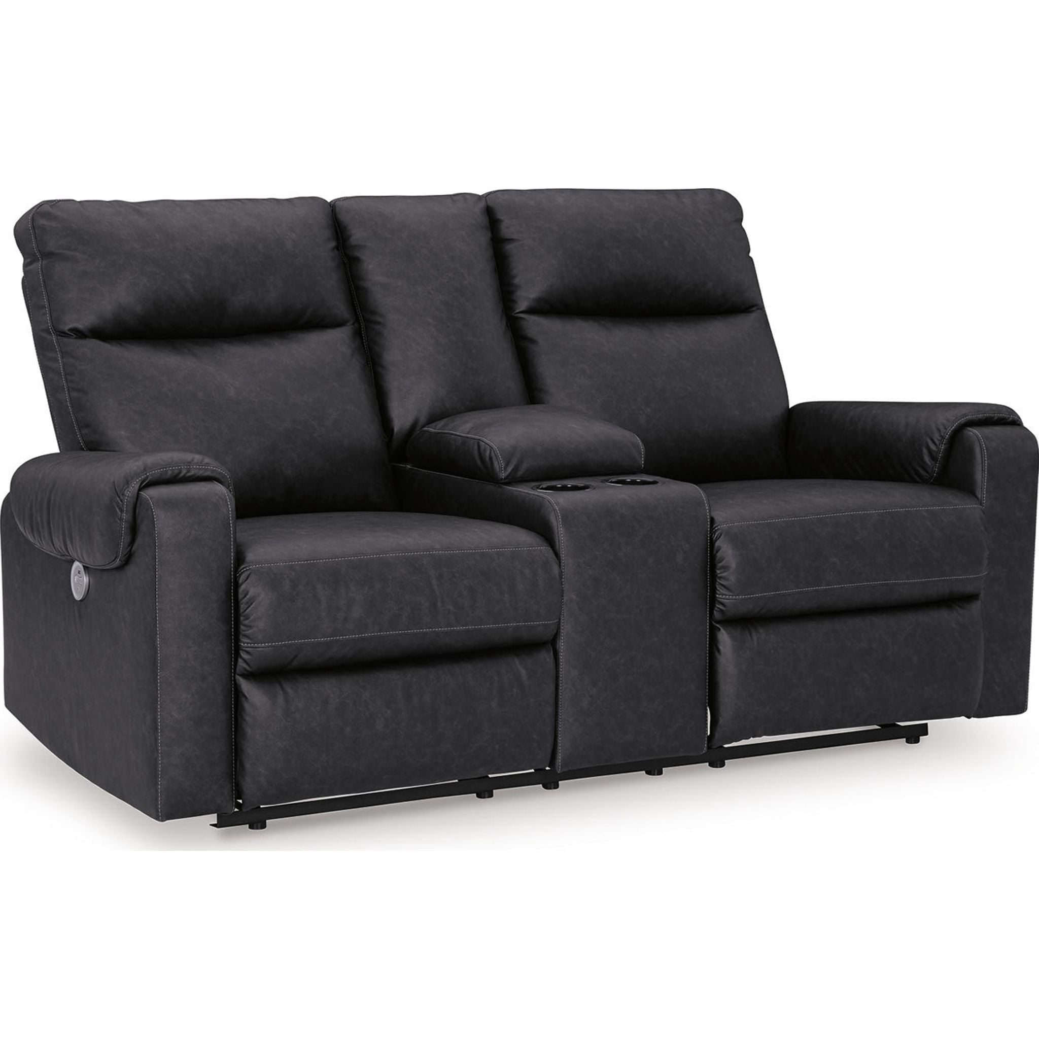 Axtellton Power Reclining Loveseat with Console in Carbon - Modern Electric Recliner Sofa for Living Room, Home Theater & Relaxation