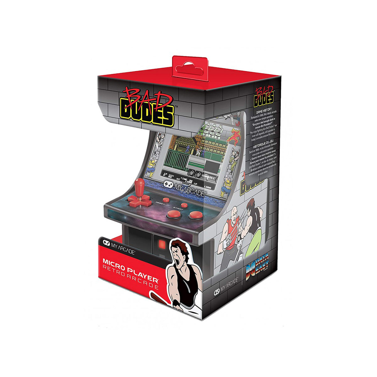 My Arcade Retro Bad Dudes Micro Player - Classic Arcade Game Console with 100+ Games, Portable Handheld Gaming Device for Kids & Adults - Perfect for Travel, Commute, and Home Entertainment