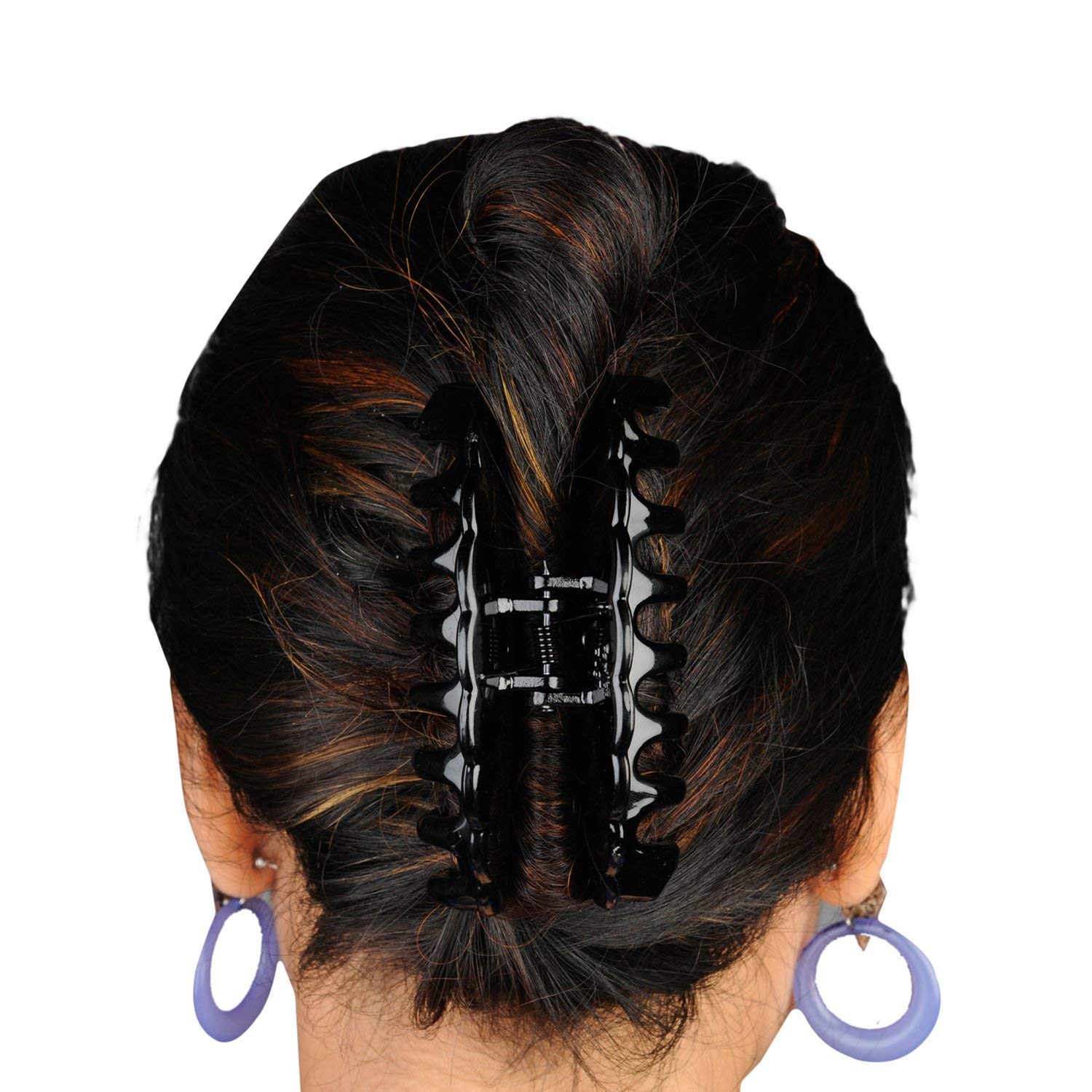FABSH Large Black Hair Clips for Women - Acrylic Butterfly Hair Claw Clutchers - 3 Pack for Girls & Women - Perfect for Ponytails, Buns & Everyday Hairstyles