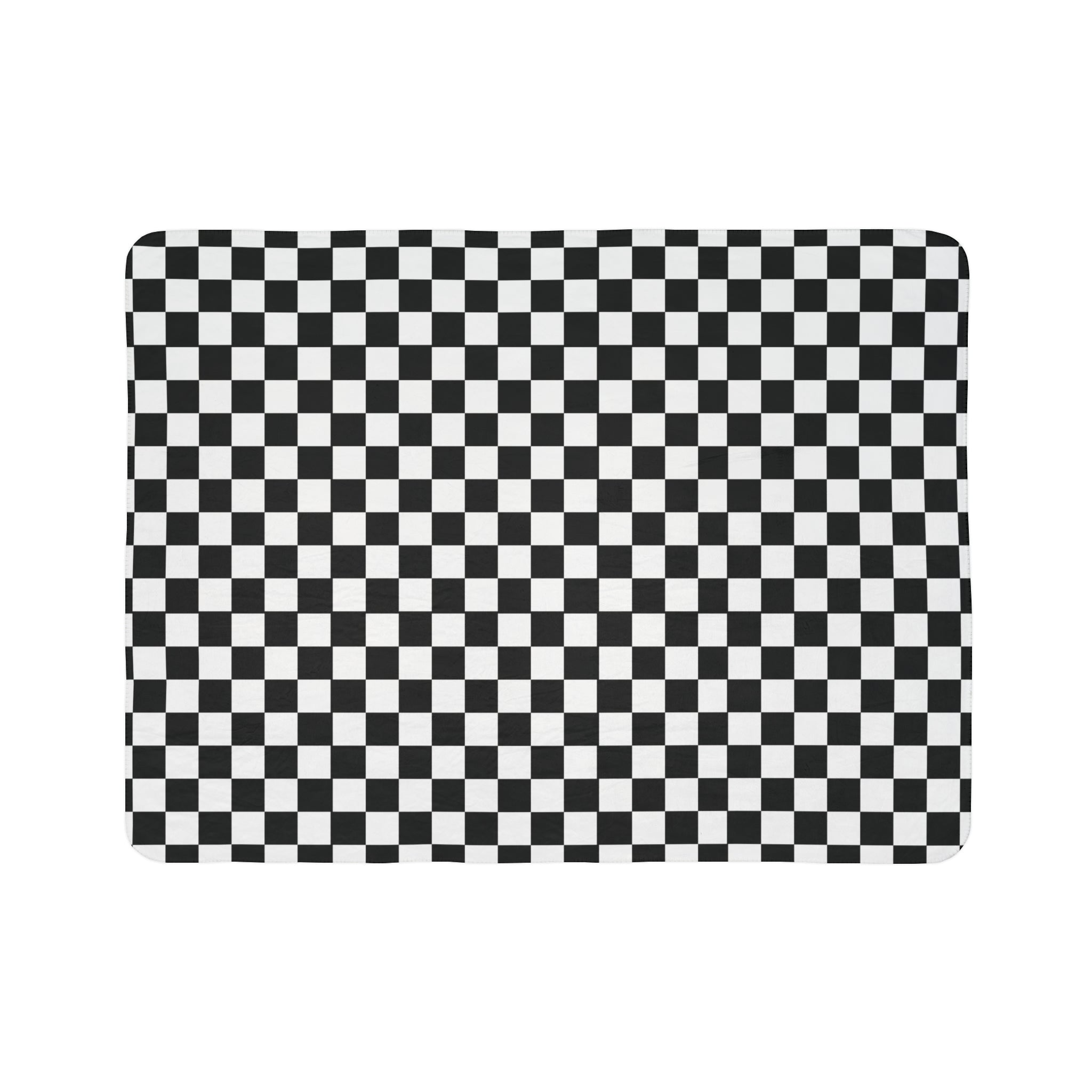 Black and White Checkered Fleece Sherpa Blanket - Soft Plaid Throw for Couch, Bed, Camping & Outdoor Use
