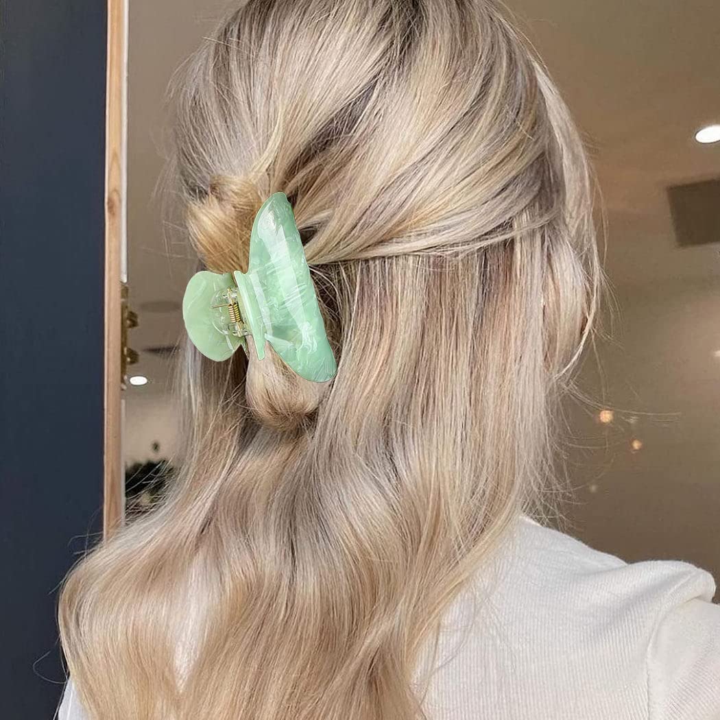 Non-Slip Green Hair Claw Clips for Women & Girls - 2 Pack Medium Hair Barrettes | Secure Hold Hair Accessories for School, Work, Gym & Everyday Styling