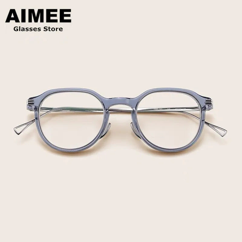 Stylish Unisex Oval & Round Titanium Acetate Eyeglasses Frame - Lightweight Durable Glasses for Men & Women - Perfect for Reading, Work, and Everyday Fashion