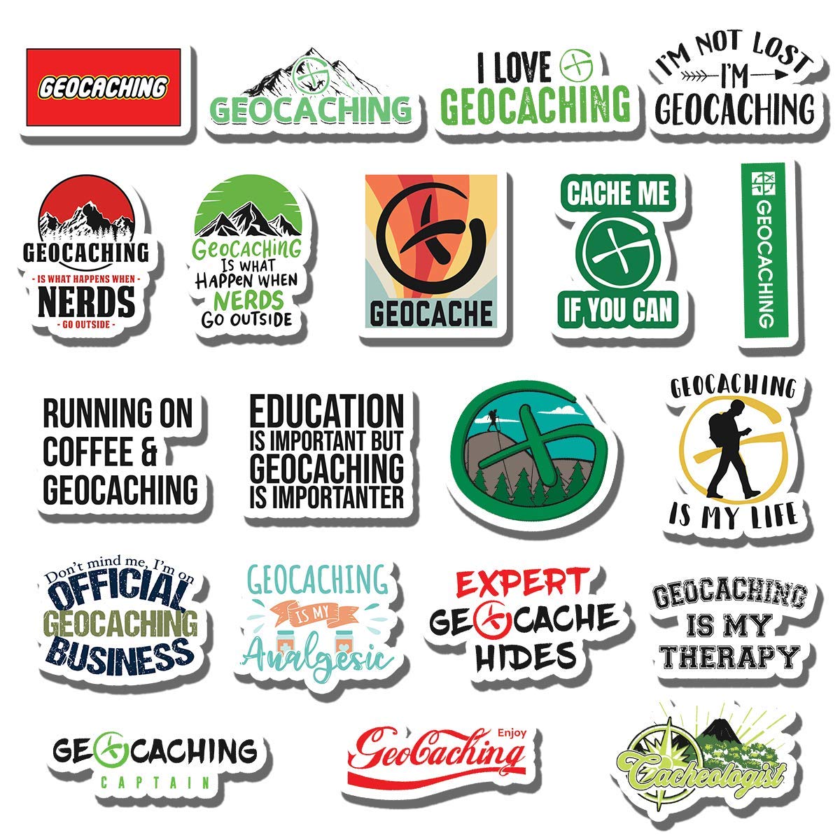 20 PCS Waterproof Vinyl Stickers Pack - Colorful Aesthetic Decals for Water Bottles, Laptops, Cars, Bikes, Luggage, Guitars & Skateboards | Perfect for Geocaching, DIY Crafts & Personalizing Your Belongings