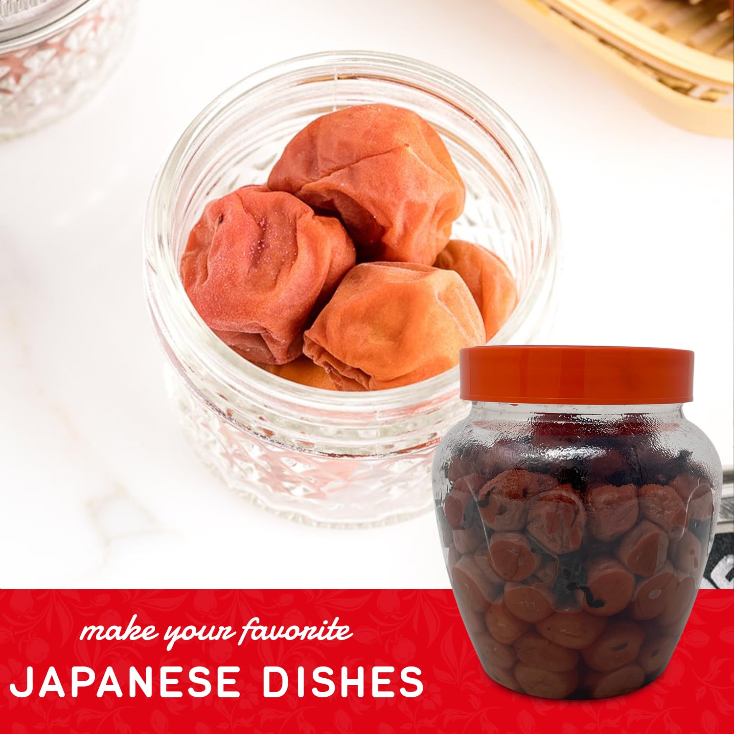 Shirakiku Salted Plums Shiso Ume PET Jar - Authentic Japanese Umeboshi Plums for Cooking, Salads & Snacks - 2.2lbs Seasoned Perilla Pickled Plums with High Fructose Syrup - Perfect for Vinaigrettes, Noodles, Rice Balls & Bento Box Lunch