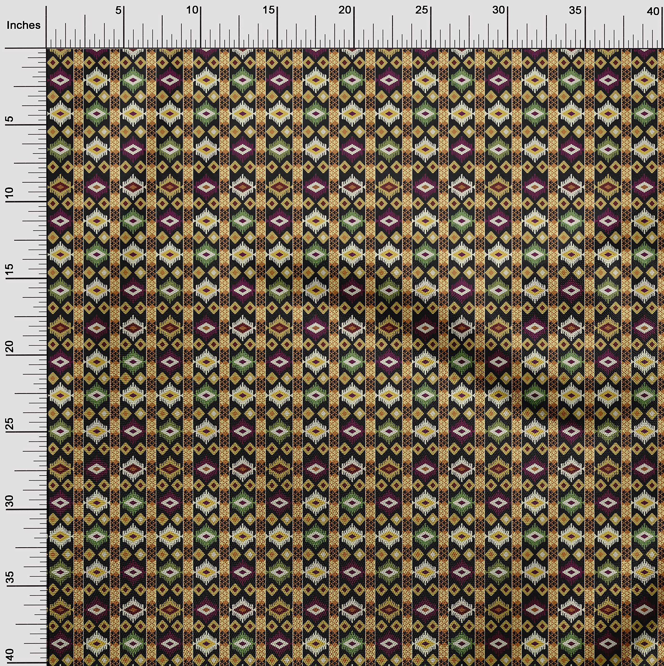 Premium 100% Cotton Jersey Black Fabric - Asian Kilim Print Dress Material by The Yard (58