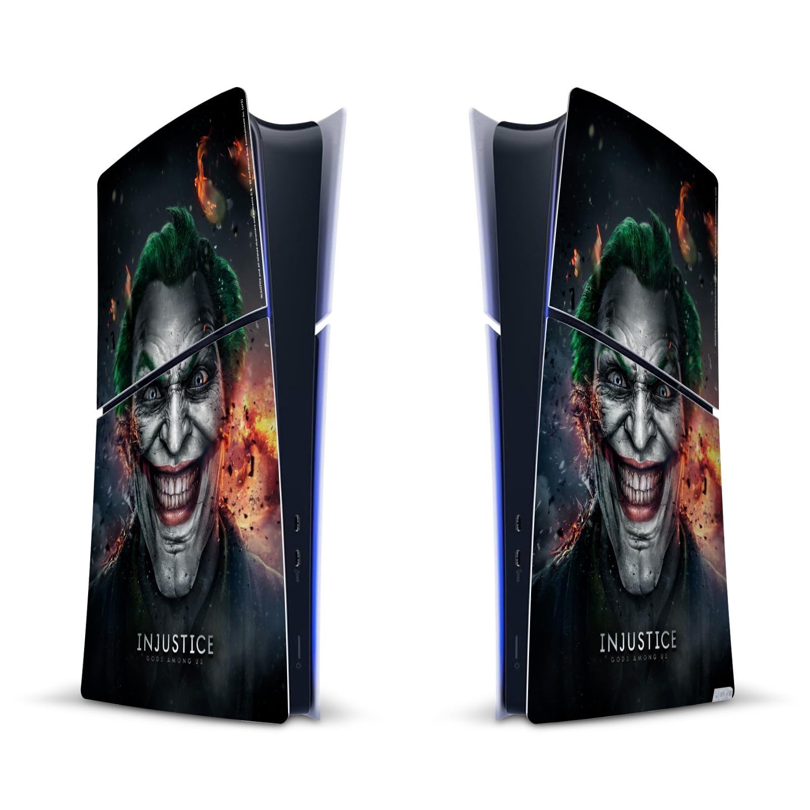 Official Injustice Gods Among Us Joker Art Vinyl Skin Sticker for Sony PlayStation 5 PS5 Slim/PRO Digital Edition Console - Protective Gaming Decal for Enhanced Style & Console Protection - Perfect for Gamers, Collectors & DC Fans