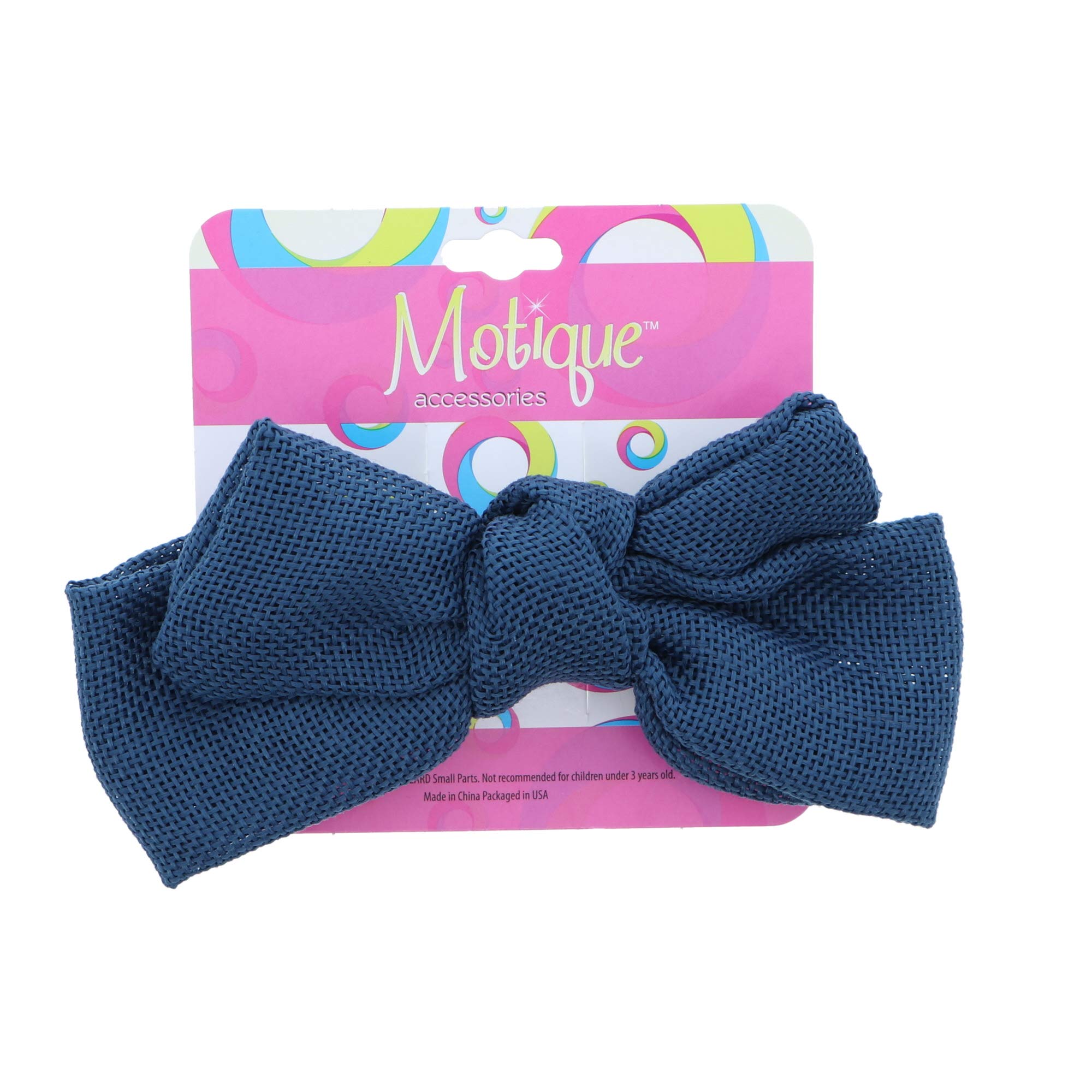 5 Inch Girls Burlap Bows - Set of 3 Blue Hair Bows for Baby Toddler Kids Birthday Party Photo Props