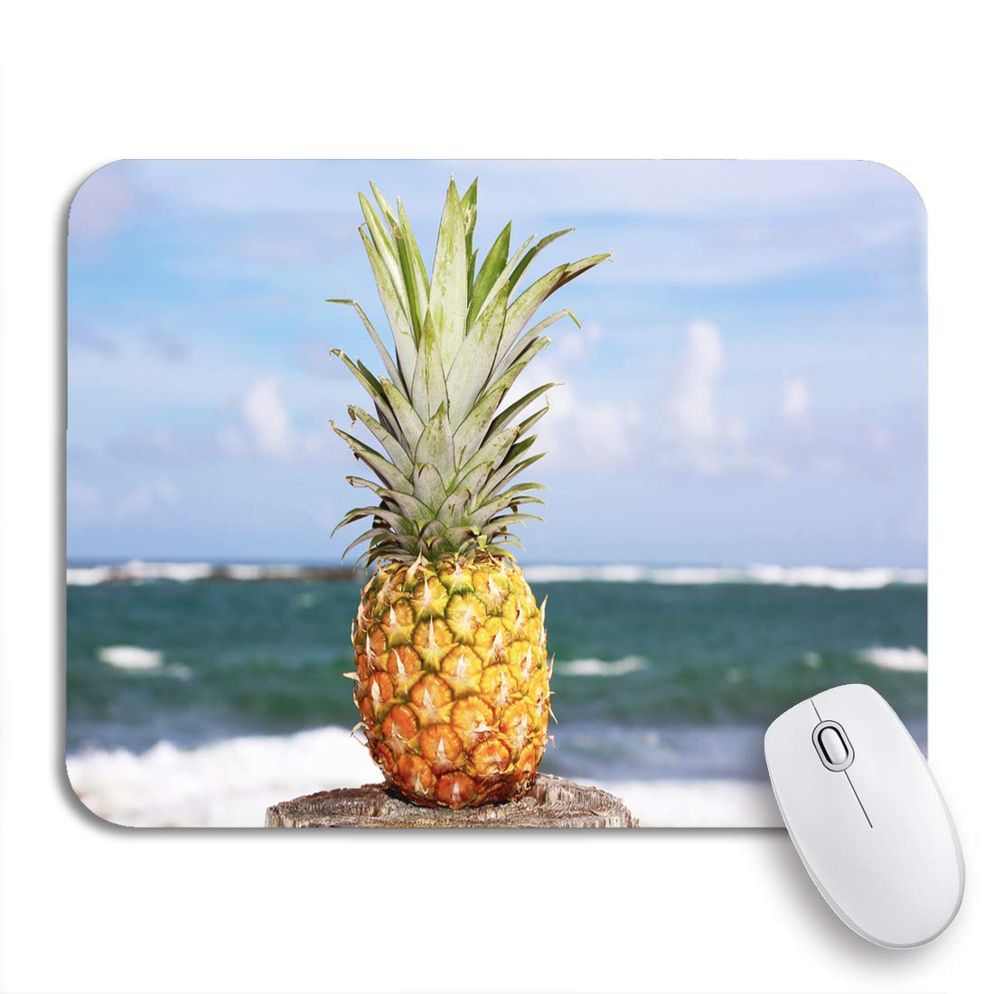 Adowyee Non-Slip Gaming Mouse Pad - 9.5x7.9 Inch Tropical Pineapple Beach Design with Rubber Backing for PC, Laptop, Notebook | Perfect for Office Work, Gaming & Home Computer Use