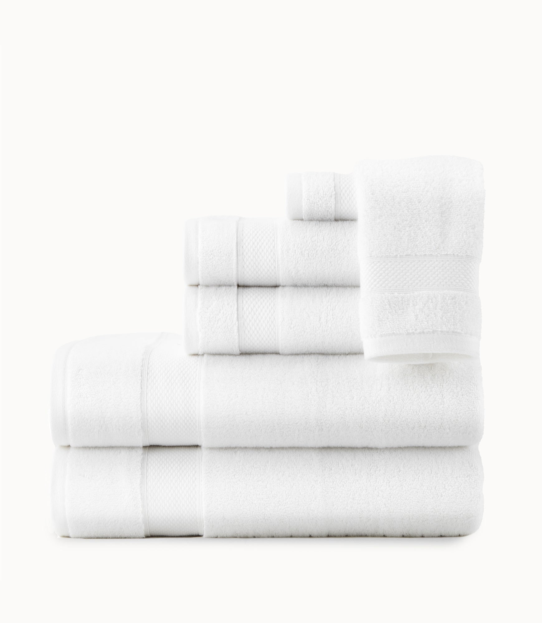 Luxury Diamond Towel Set - 6-Piece 100% Cotton Bath Towels, Hand Towels & Washcloths - Soft, Absorbent & Quick-Drying for Spa, Bathroom & Hotel Use