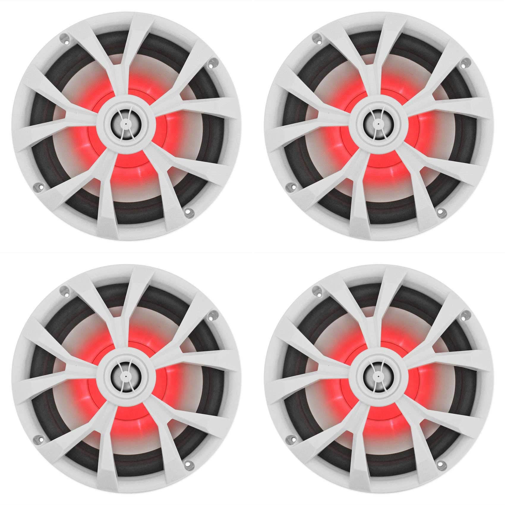 Rockville RKL80MW 8 Inch 900 Watt 2-Way Marine Boat Speakers with LED Lights - Waterproof White Speakers for Boats, Yachts, Jet Skis & Outdoor Use