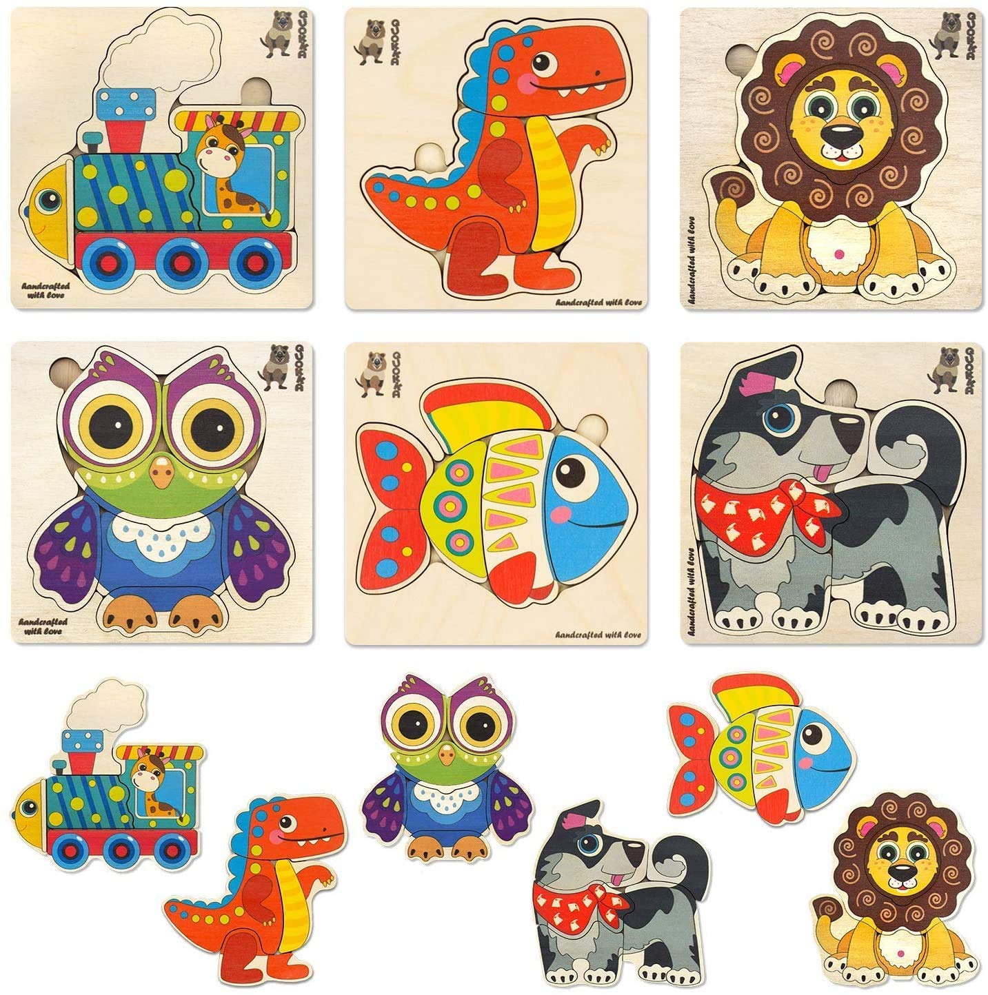 QUOKKA 12-Pack Wooden Educational Toys for Toddlers & Kids - Montessori Learning Toys for Boys & Girls - Perfect for Preschool, Daycare & Home Playtime