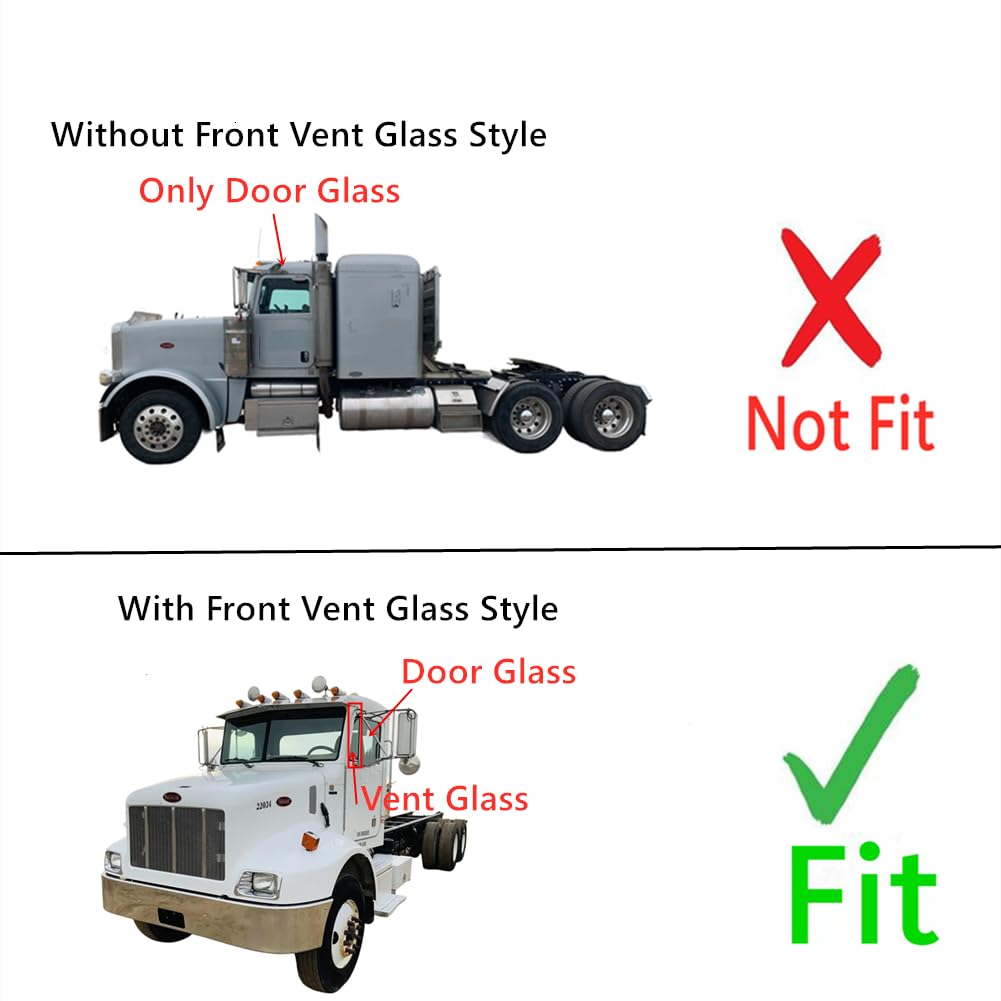 Peterbilt 367 384 386 388 389 348 385 386 340 365 Front Door Window Glass Replacement with Vent Glass Style - Perfect for Truck Cab Repair & Upgrade
