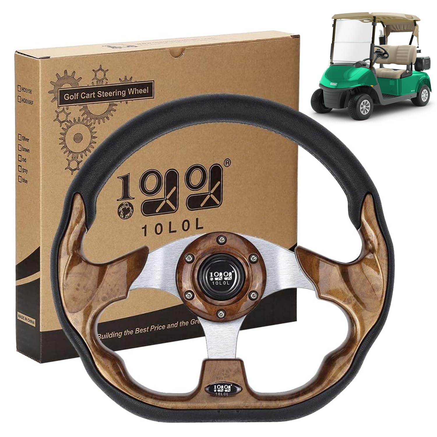 Universal 10L0L Golf Cart Steering Wheel - Fits Yamaha EZGO RXV & TXT, Club Car DS, Precedent & Tempo Models | Durable Replacement for Golf Cart Accessories | Perfect for Course Rounds & Neighborhood Cruising