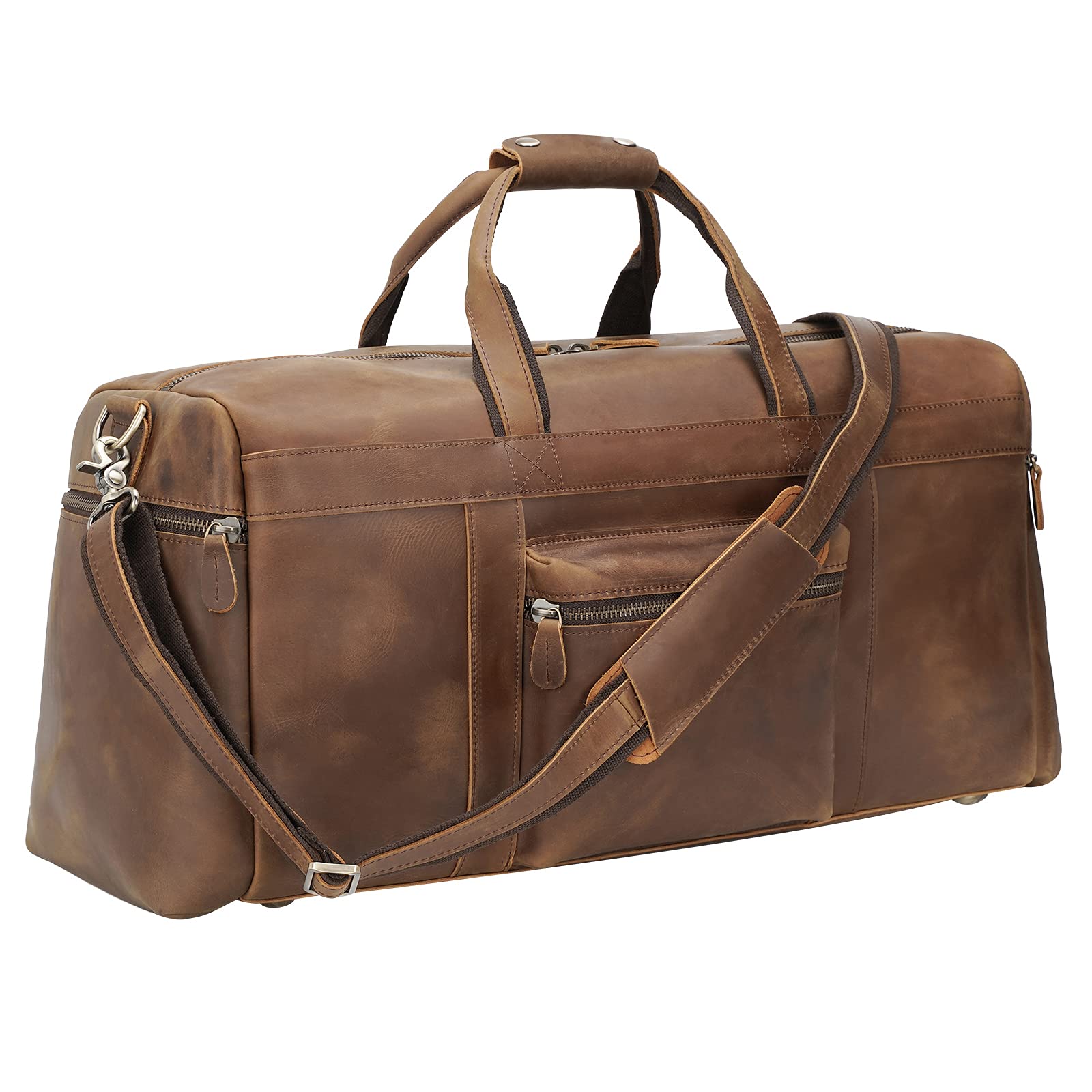 Premium Full Grain Leather Duffle Bag for Men - Large Travel, Gym & Weekend Overnight Bag - Durable Carryall for Business Trips, Workouts & Sports Activities