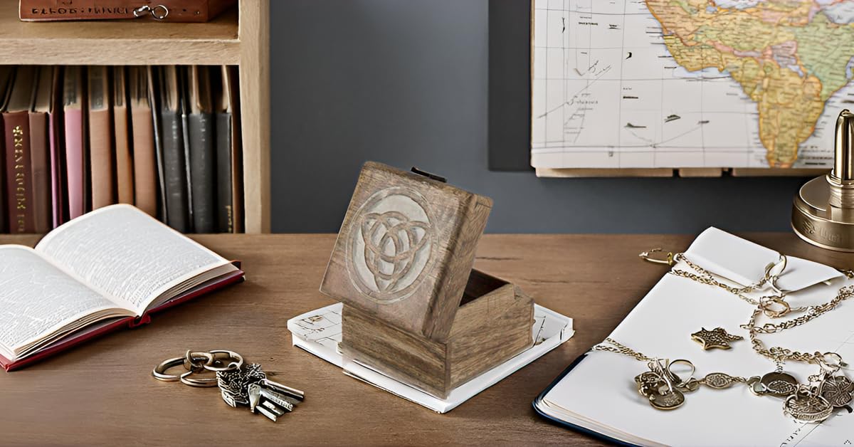 Handmade Wooden Jewelry Box with Lock & Key - Jewelry Organizer, Keepsake Box & Treasure Chest for Necklaces, Rings & Watches - Perfect Birthday, Housewarming Gift & Home Decor (Natural Finish) | Great for Bedroom Vanity, Dresser Storage & Travel Jewelry Case